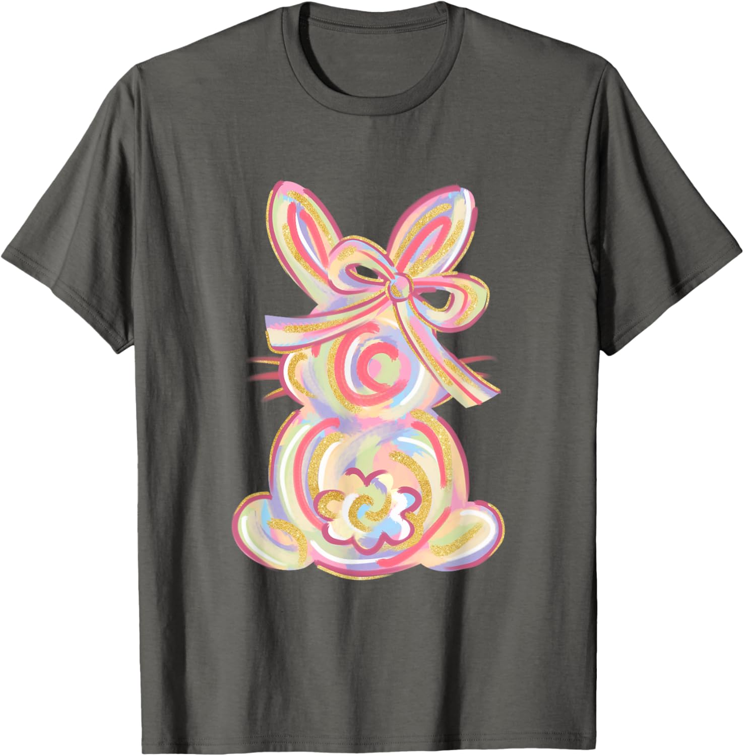 Cute Brushstroke Bunny Easter Day Girls Coquette Bow Easter T-Shirt