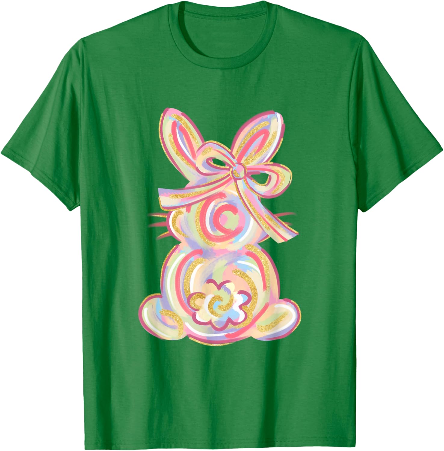 Cute Brushstroke Bunny Easter Day Girls Coquette Bow Easter T-Shirt