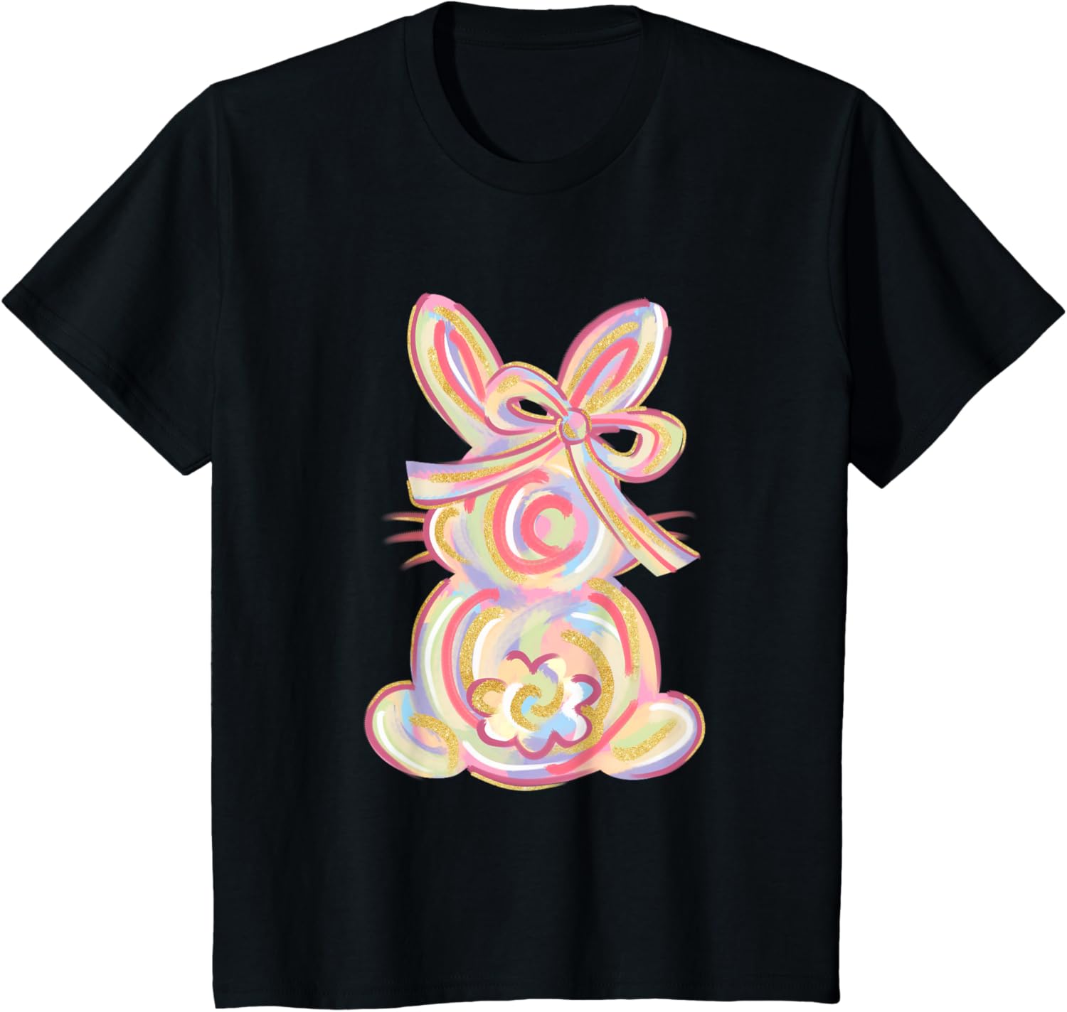 Cute Brushstroke Bunny Easter Day Girls Coquette Bow Easter T-Shirt