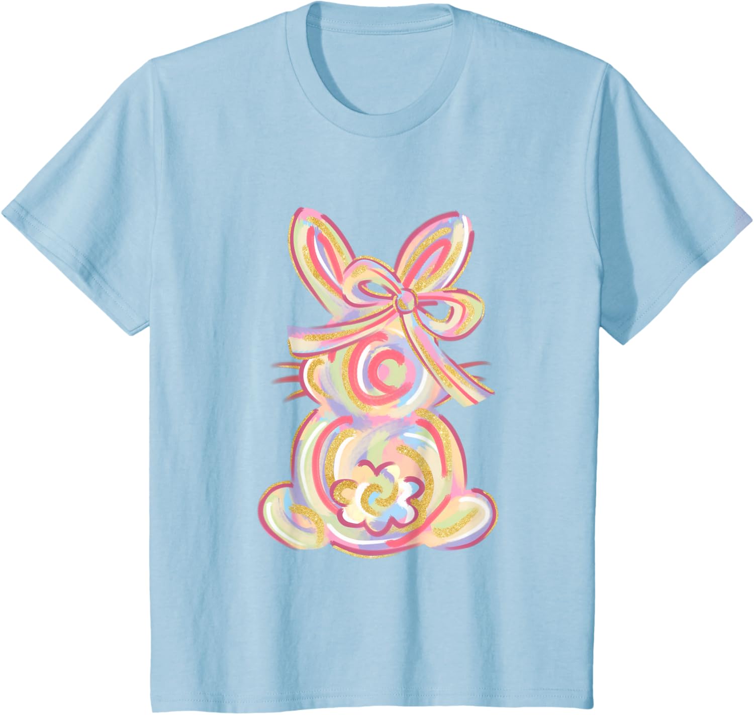 Cute Brushstroke Bunny Easter Day Girls Coquette Bow Easter T-Shirt