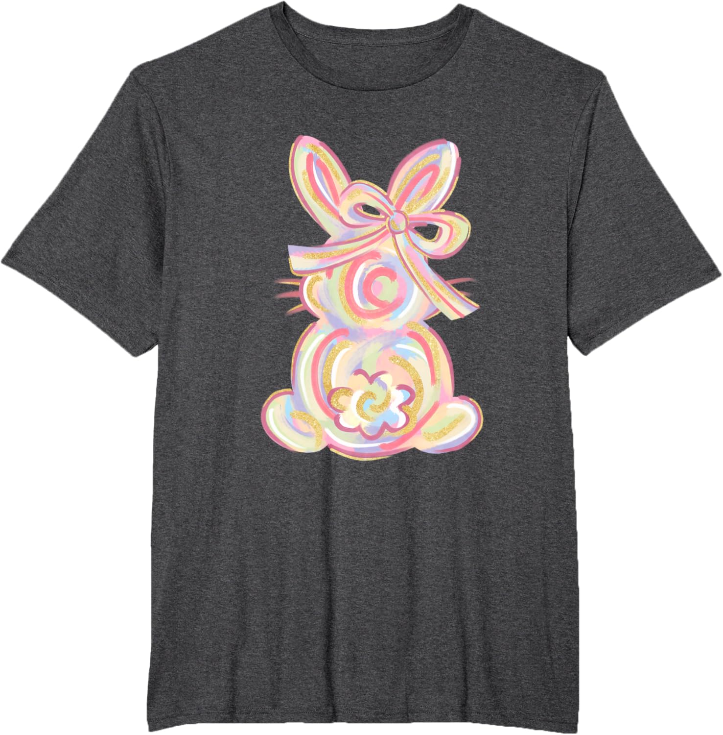 Cute Brushstroke Bunny Easter Day Girls Coquette Bow Easter T-Shirt