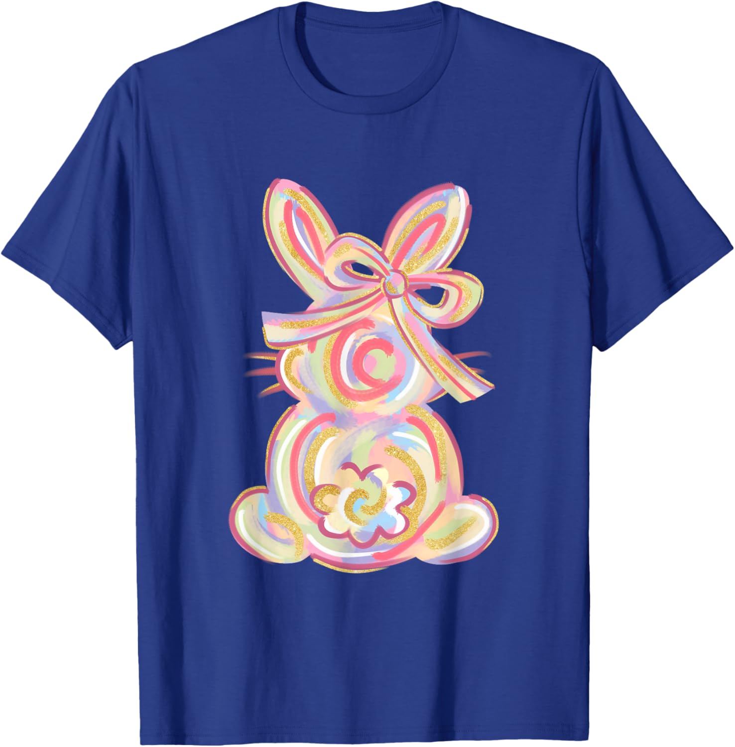 Cute Brushstroke Bunny Easter Day Girls Coquette Bow Easter T-Shirt