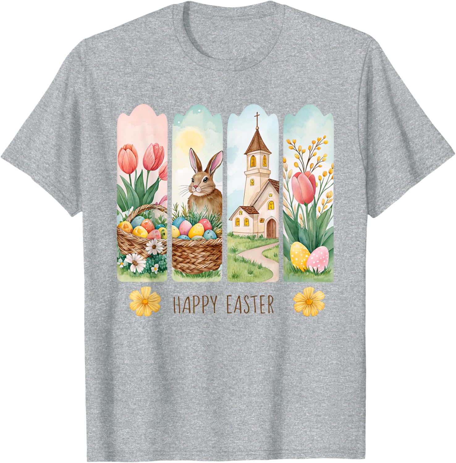 Cute Brushstroke Bunny Happy Easter Coquette Bow Boys Girls T-Shirt