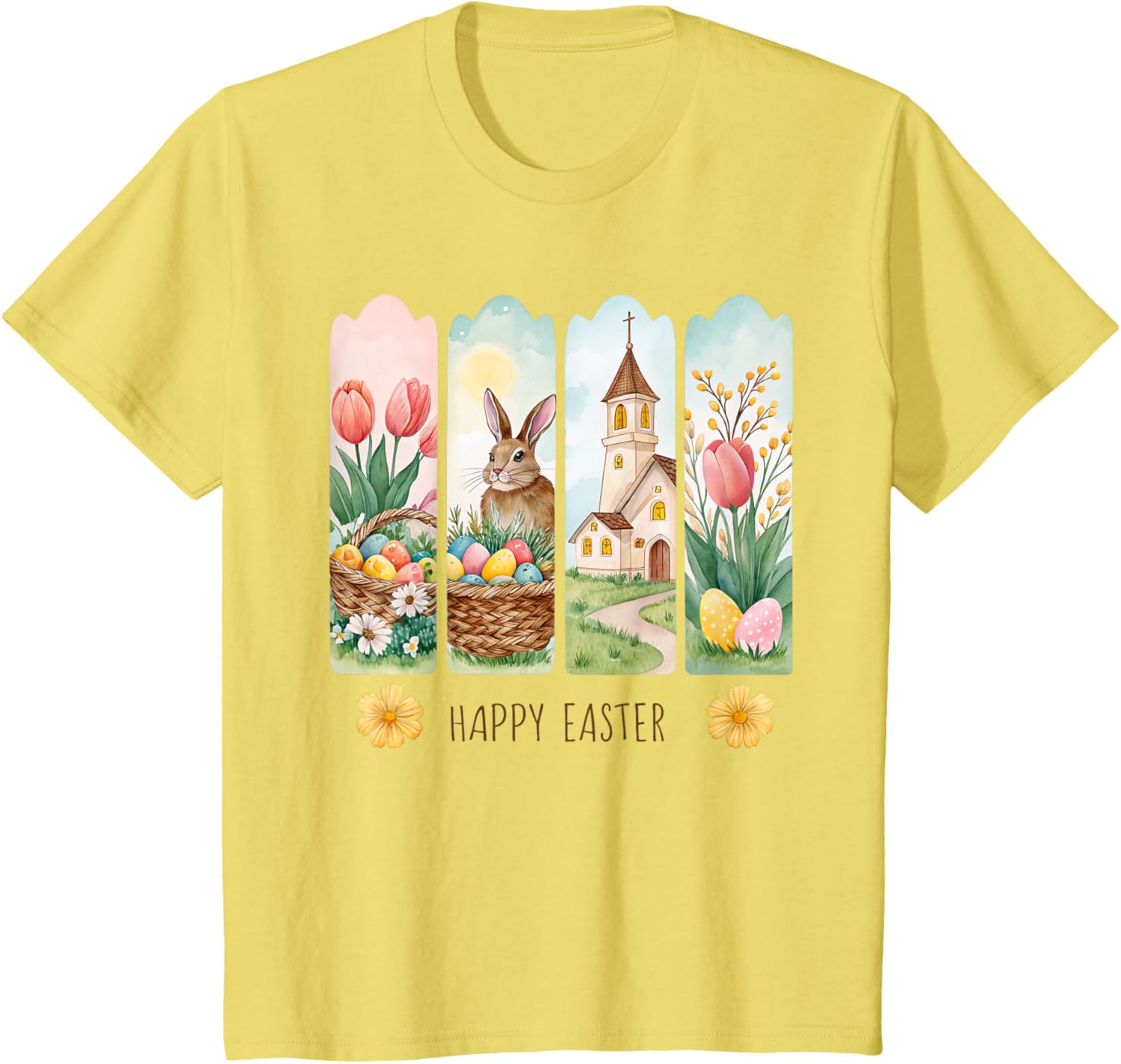 Cute Brushstroke Bunny Happy Easter Coquette Bow Boys Girls T-Shirt