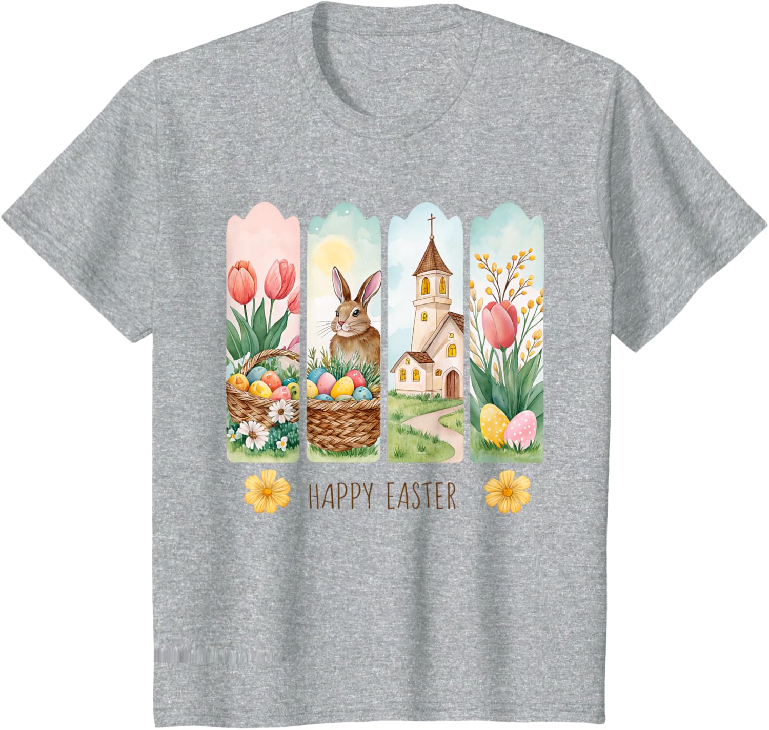 Cute Brushstroke Bunny Happy Easter Coquette Bow Boys Girls T-Shirt