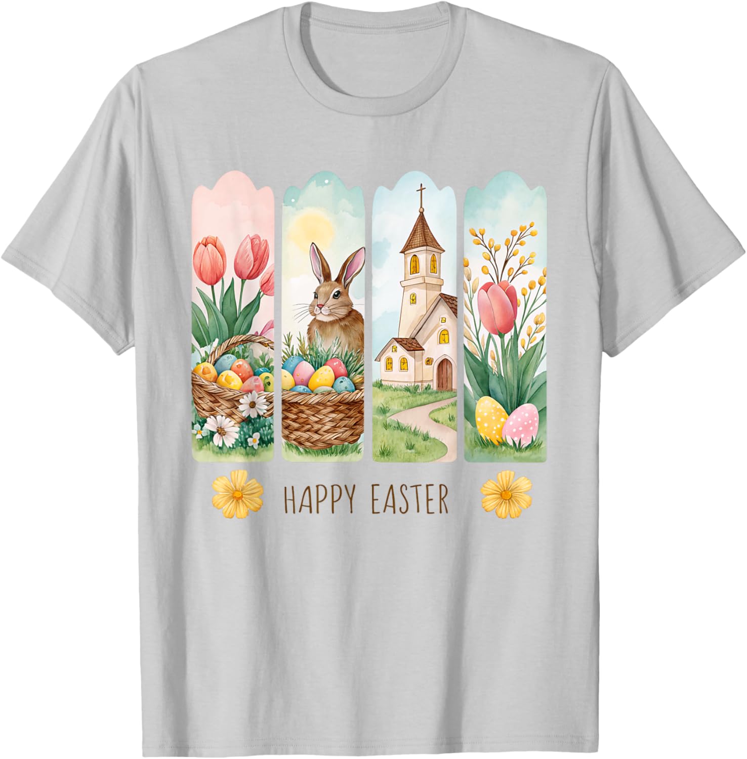 Cute Brushstroke Bunny Happy Easter Coquette Bow Boys Girls T-Shirt