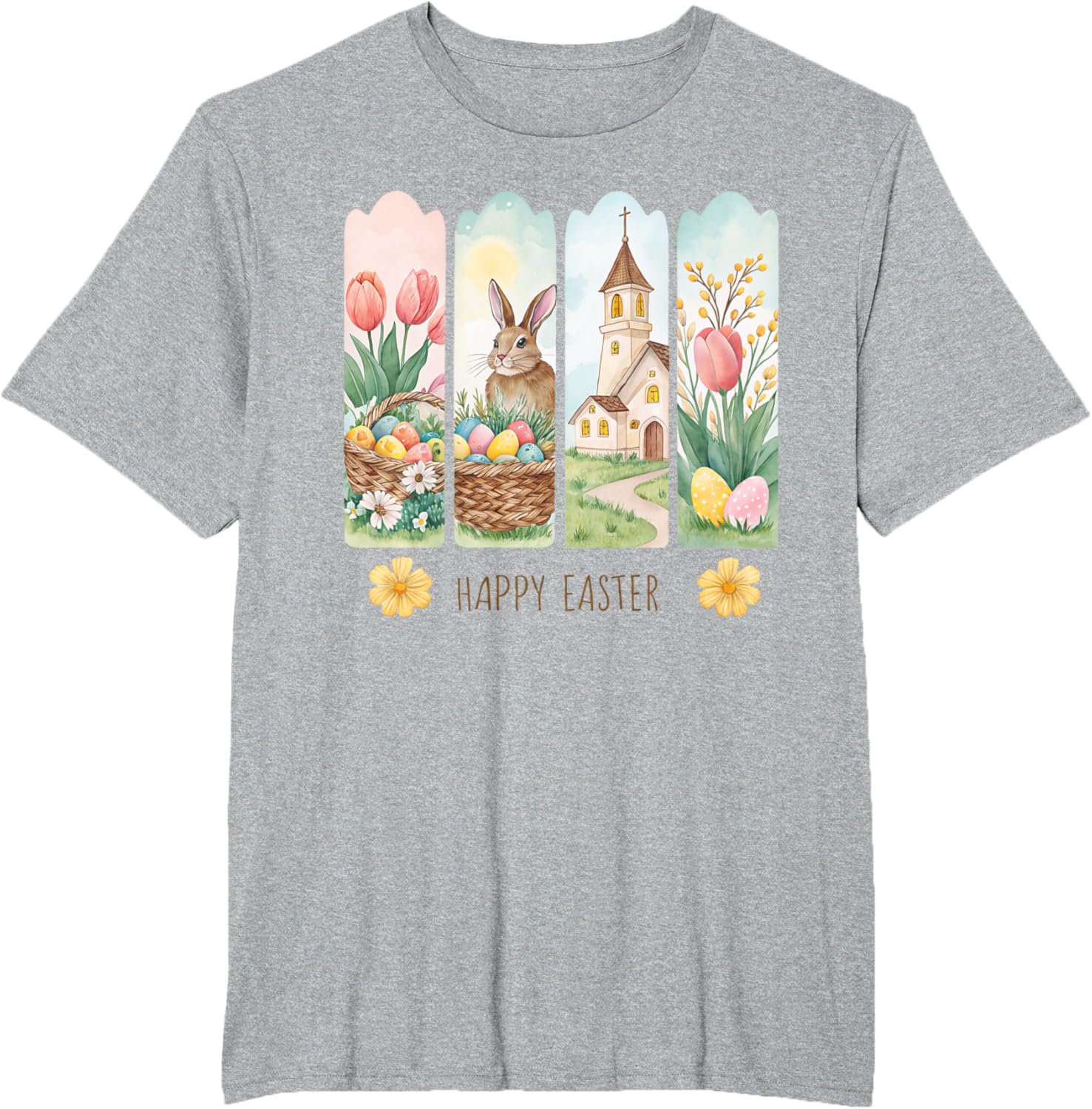 Cute Brushstroke Bunny Happy Easter Coquette Bow Boys Girls T-Shirt