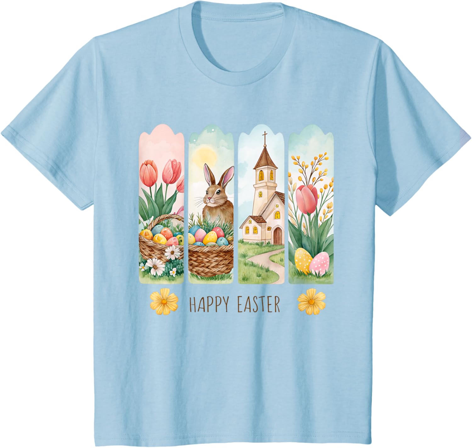 Cute Brushstroke Bunny Happy Easter Coquette Bow Boys Girls T-Shirt