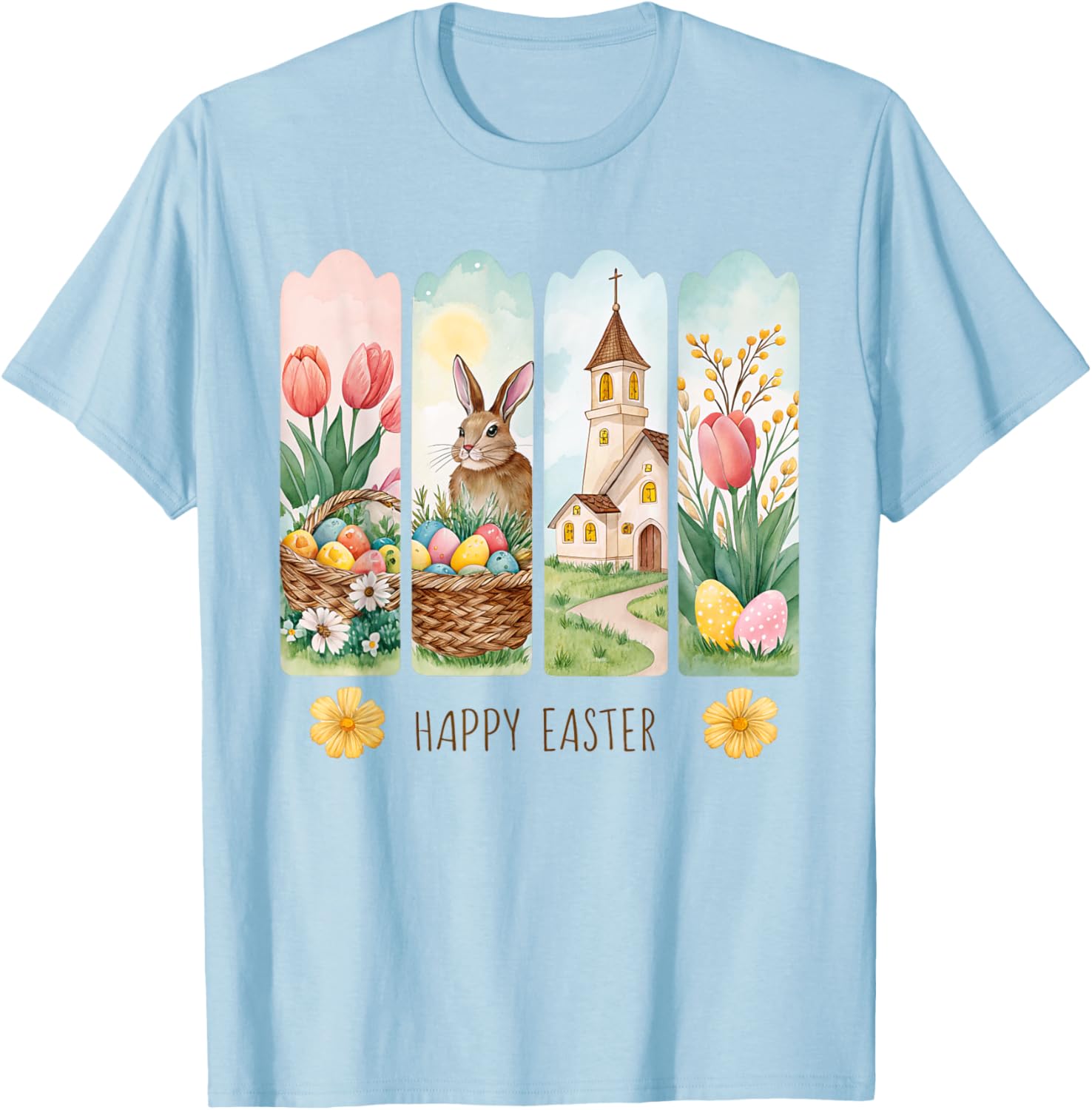 Cute Brushstroke Bunny Happy Easter Coquette Bow Boys Girls T-Shirt