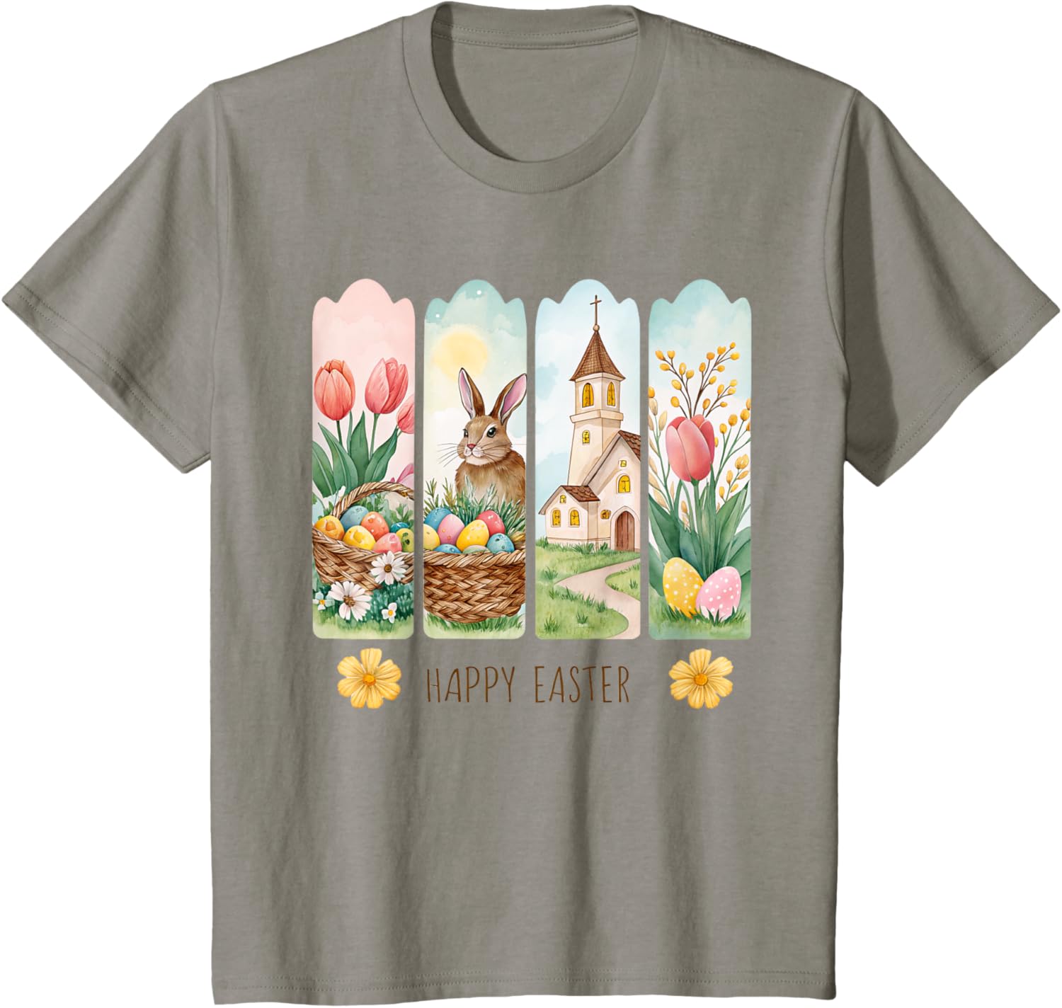 Cute Brushstroke Bunny Happy Easter Coquette Bow Boys Girls T-Shirt