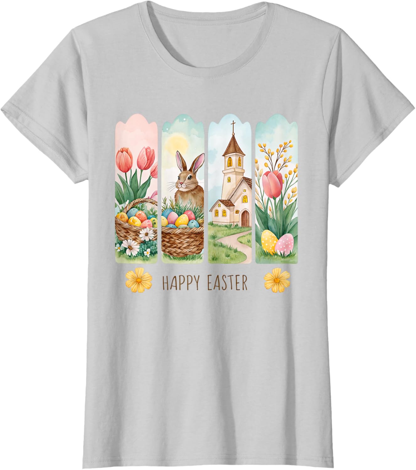 Cute Brushstroke Bunny Happy Easter Coquette Bow Boys Girls T-Shirt