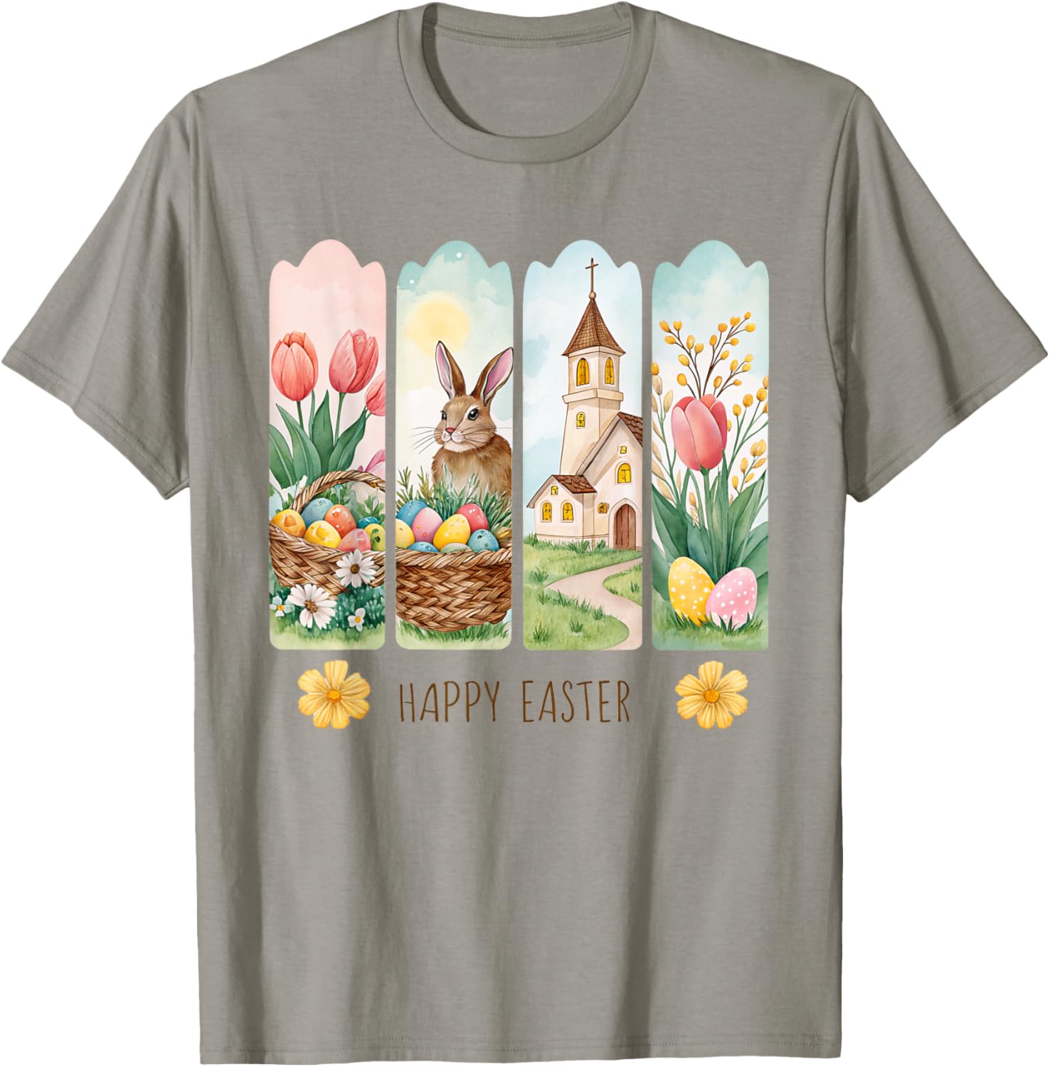 Cute Brushstroke Bunny Happy Easter Coquette Bow Boys Girls T-Shirt