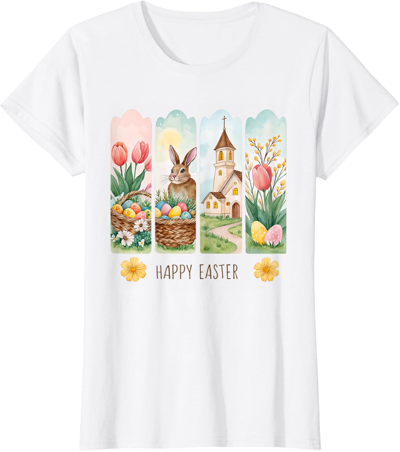 Cute Brushstroke Bunny Happy Easter Coquette Bow Boys Girls T-Shirt