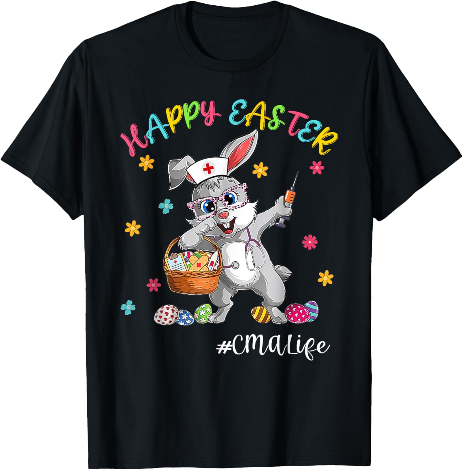 Cute Bunny CMA Life Nurse Bunny Easter Day Nursing Matching T-Shirt