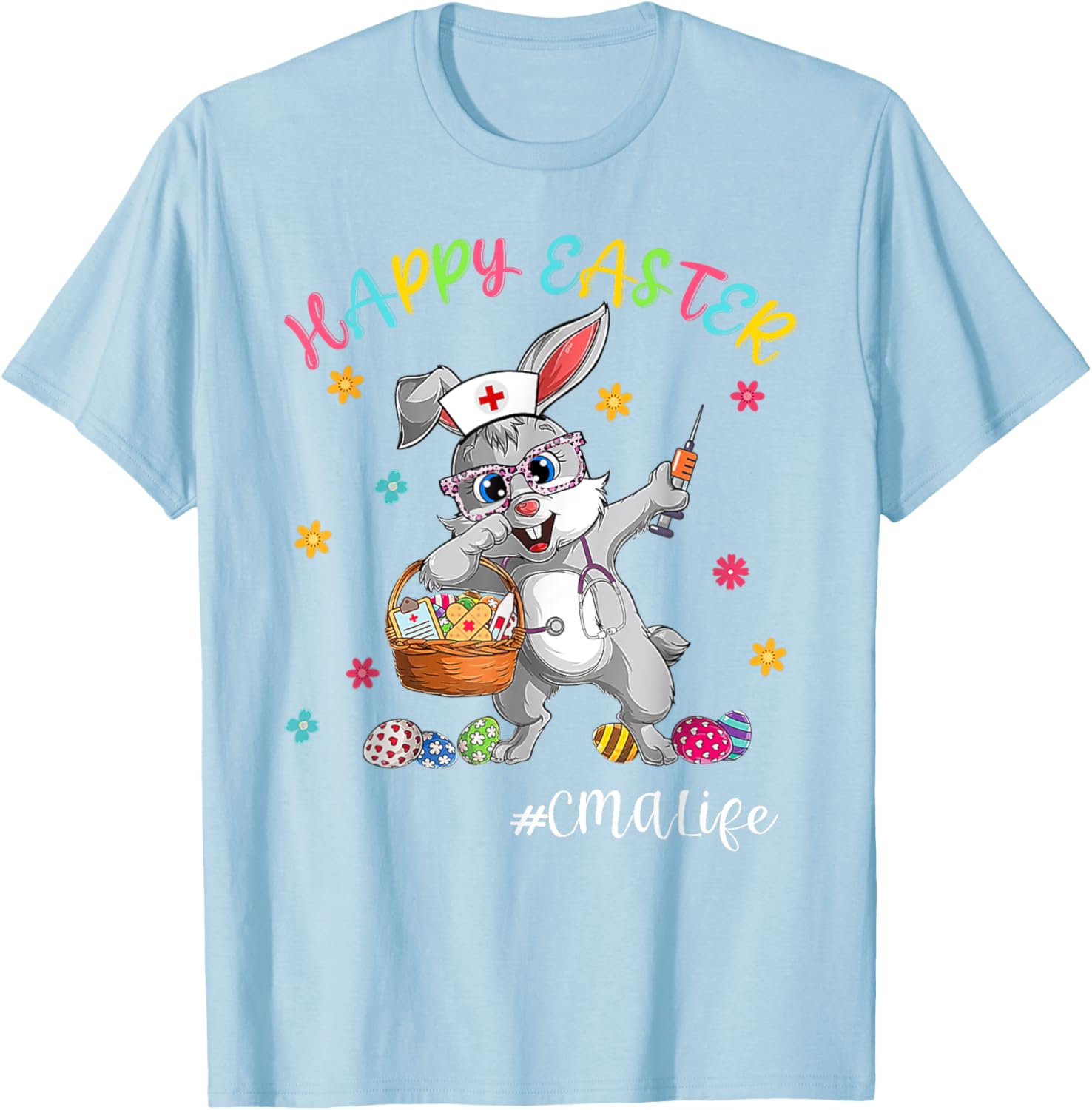 Cute Bunny CMA Life Nurse Bunny Easter Day Nursing Matching T-Shirt