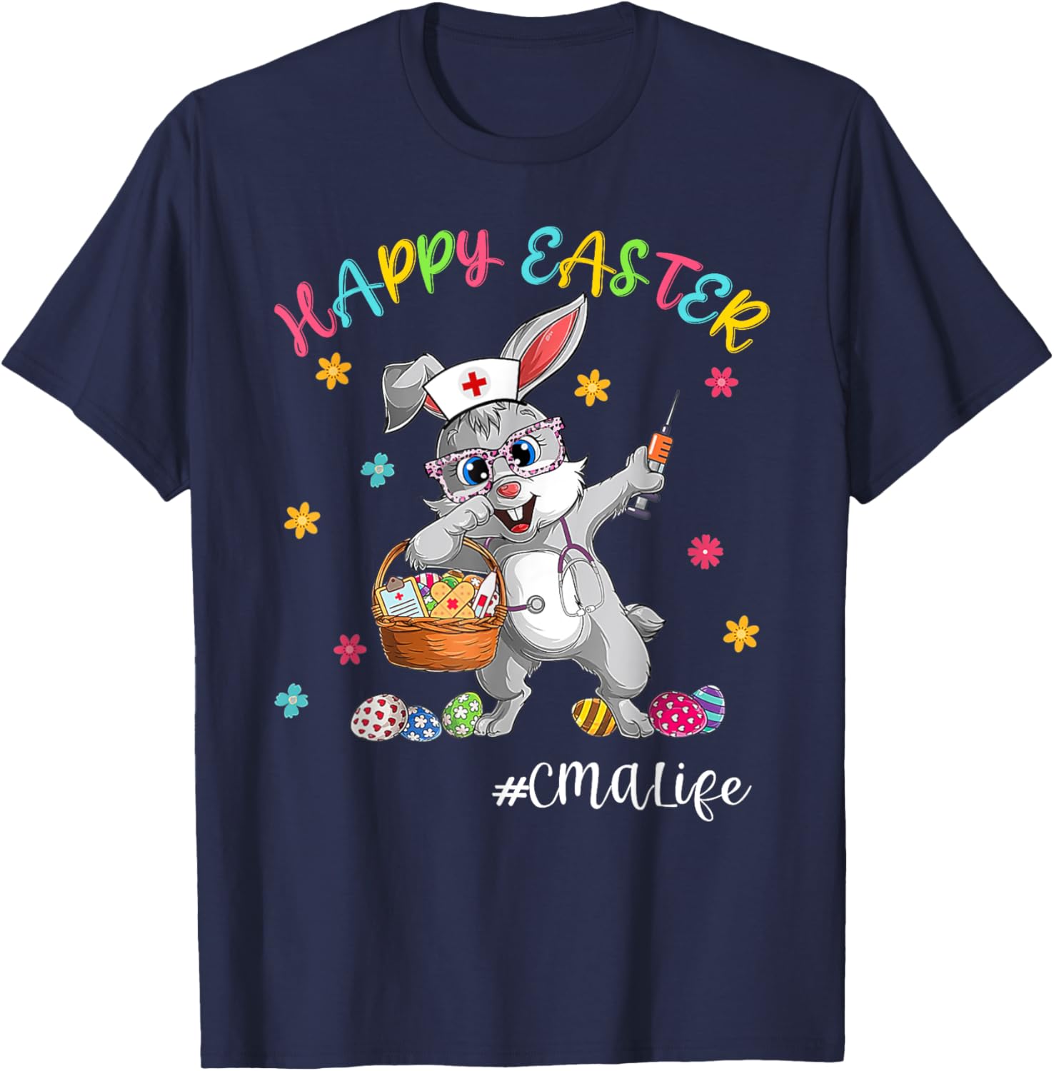 Cute Bunny CMA Life Nurse Bunny Easter Day Nursing Matching T-Shirt