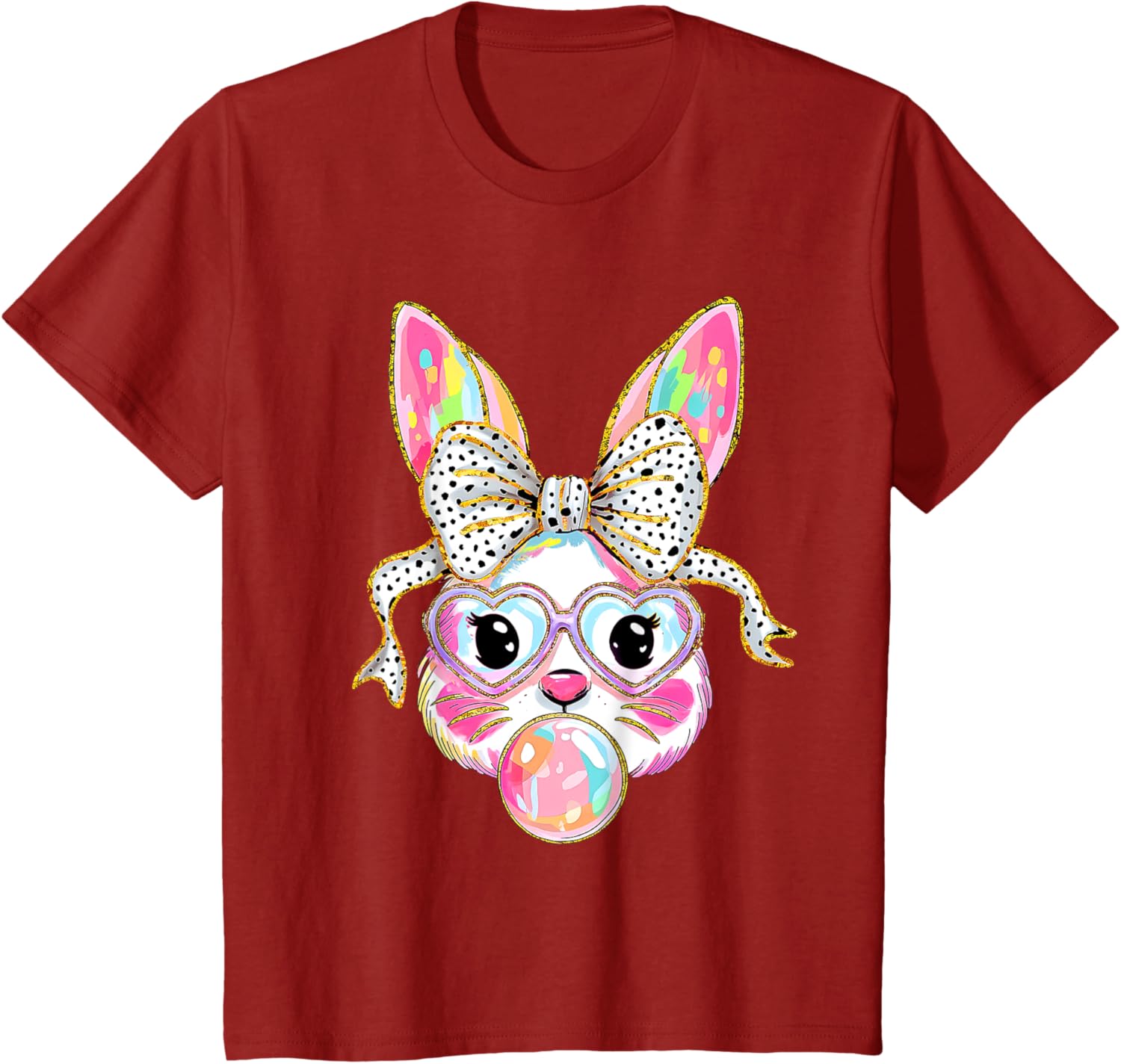 Cute Bunny Coquette Bow Easter Day Rabbit Teens Girls Kids T-Shirt