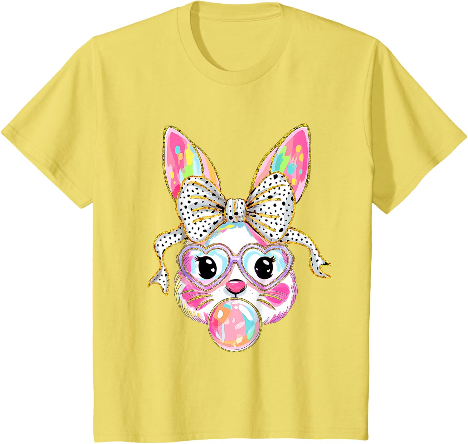 Cute Bunny Coquette Bow Easter Day Rabbit Teens Girls Kids T-Shirt