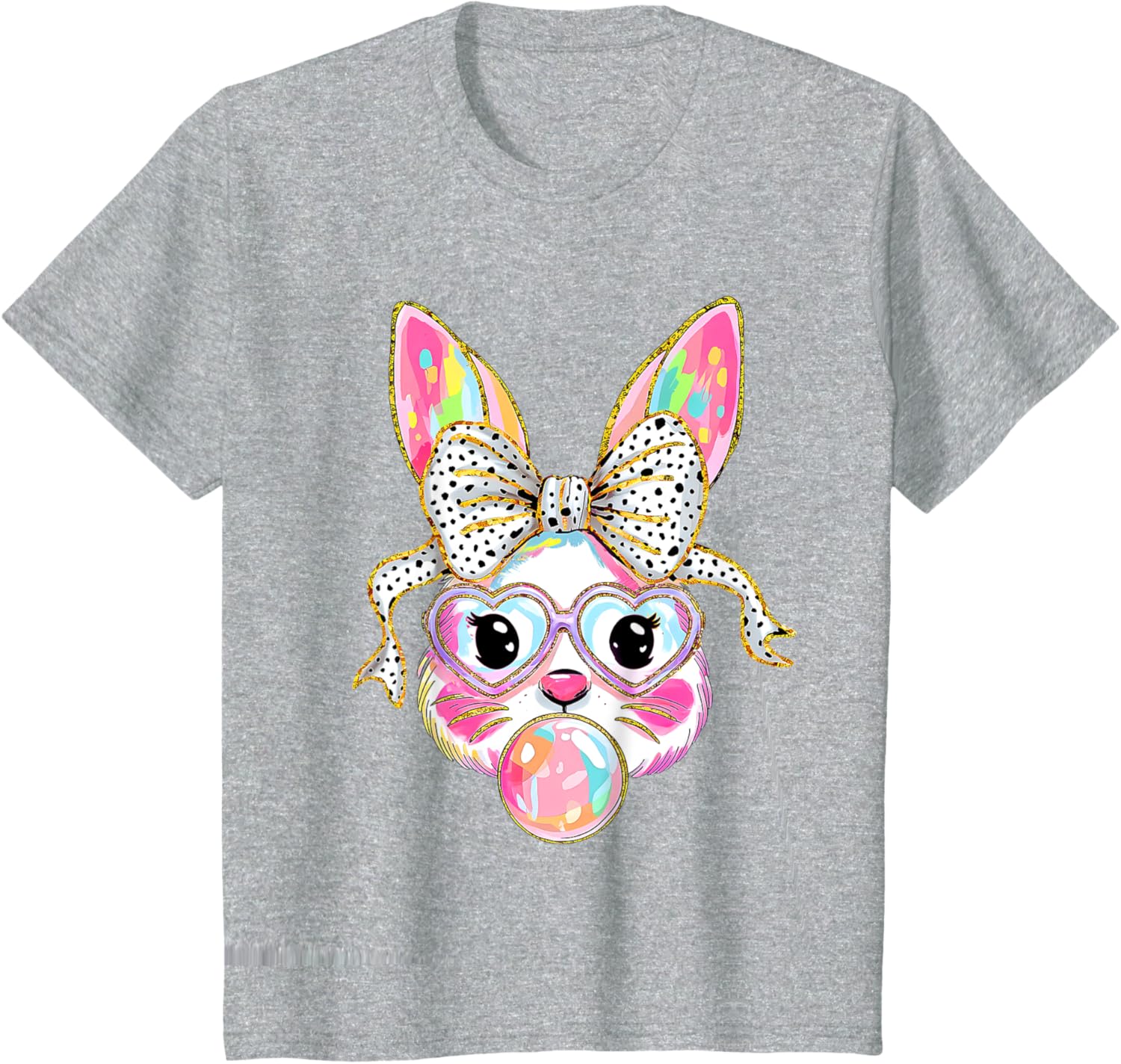 Cute Bunny Coquette Bow Easter Day Rabbit Teens Girls Kids T-Shirt