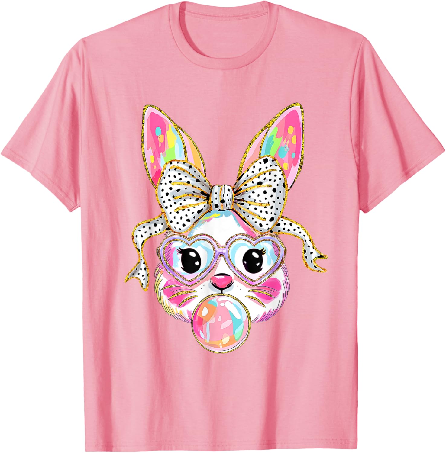 Cute Bunny Coquette Bow Easter Day Rabbit Teens Girls Kids T-Shirt