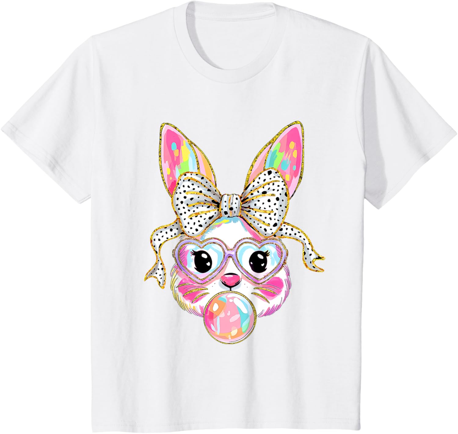 Cute Bunny Coquette Bow Easter Day Rabbit Teens Girls Kids T-Shirt