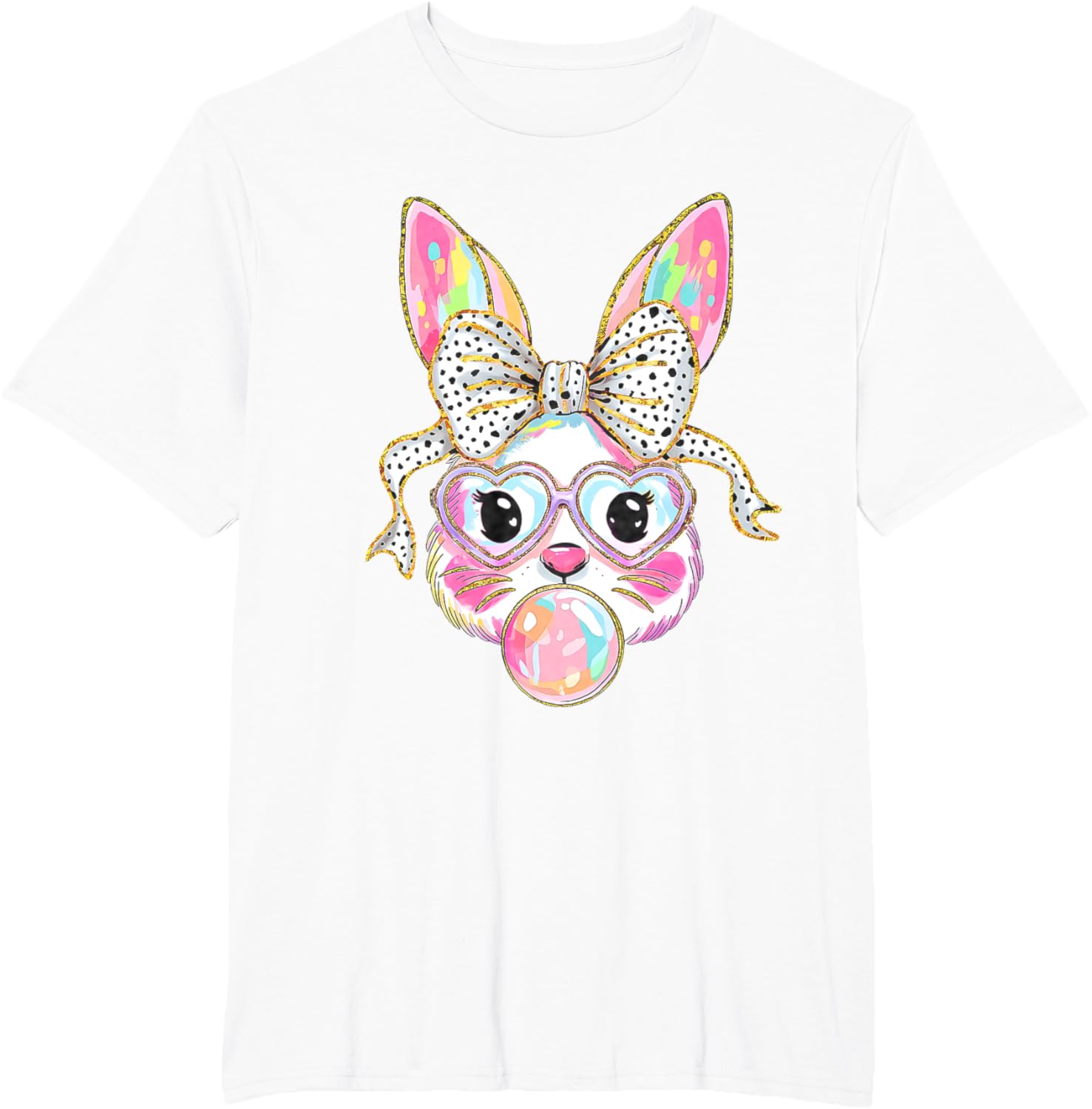 Cute Bunny Coquette Bow Easter Day Rabbit Teens Girls Kids T-Shirt