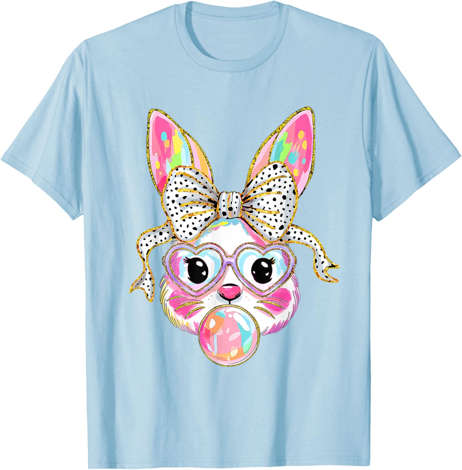 Cute Bunny Coquette Bow Easter Day Rabbit Teens Girls Kids T-Shirt