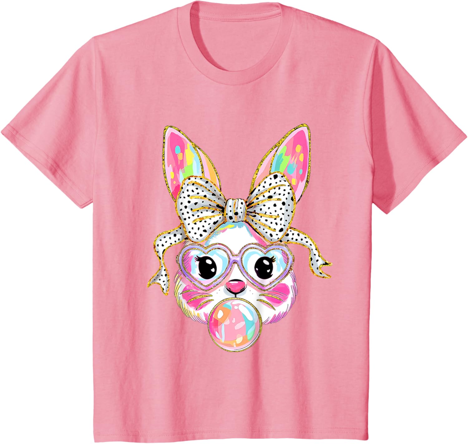 Cute Bunny Coquette Bow Easter Day Rabbit Teens Girls Kids T-Shirt