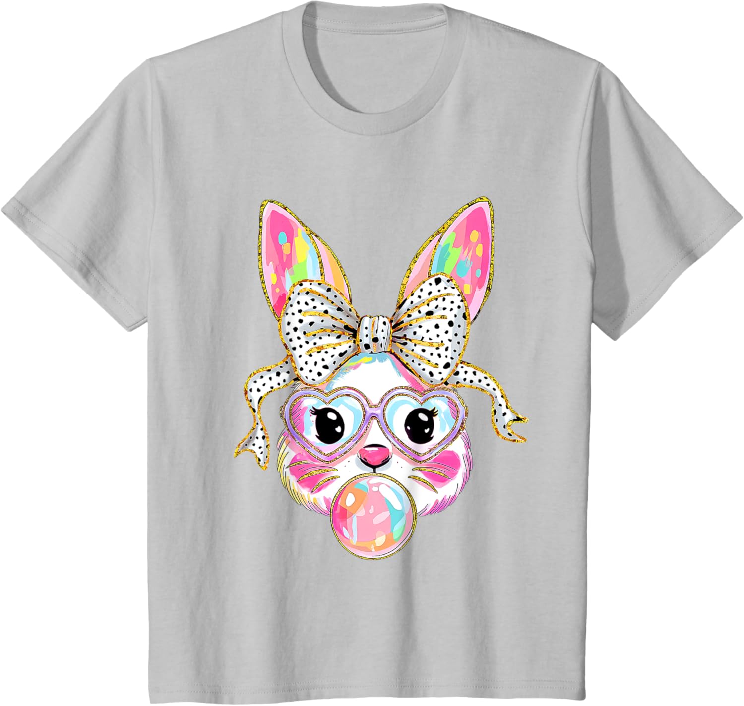 Cute Bunny Coquette Bow Easter Day Rabbit Teens Girls Kids T-Shirt