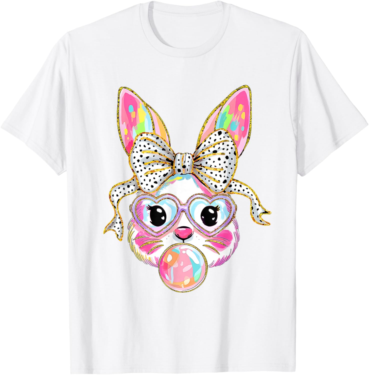 Cute Bunny Coquette Bow Easter Day Rabbit Teens Girls Kids T-Shirt