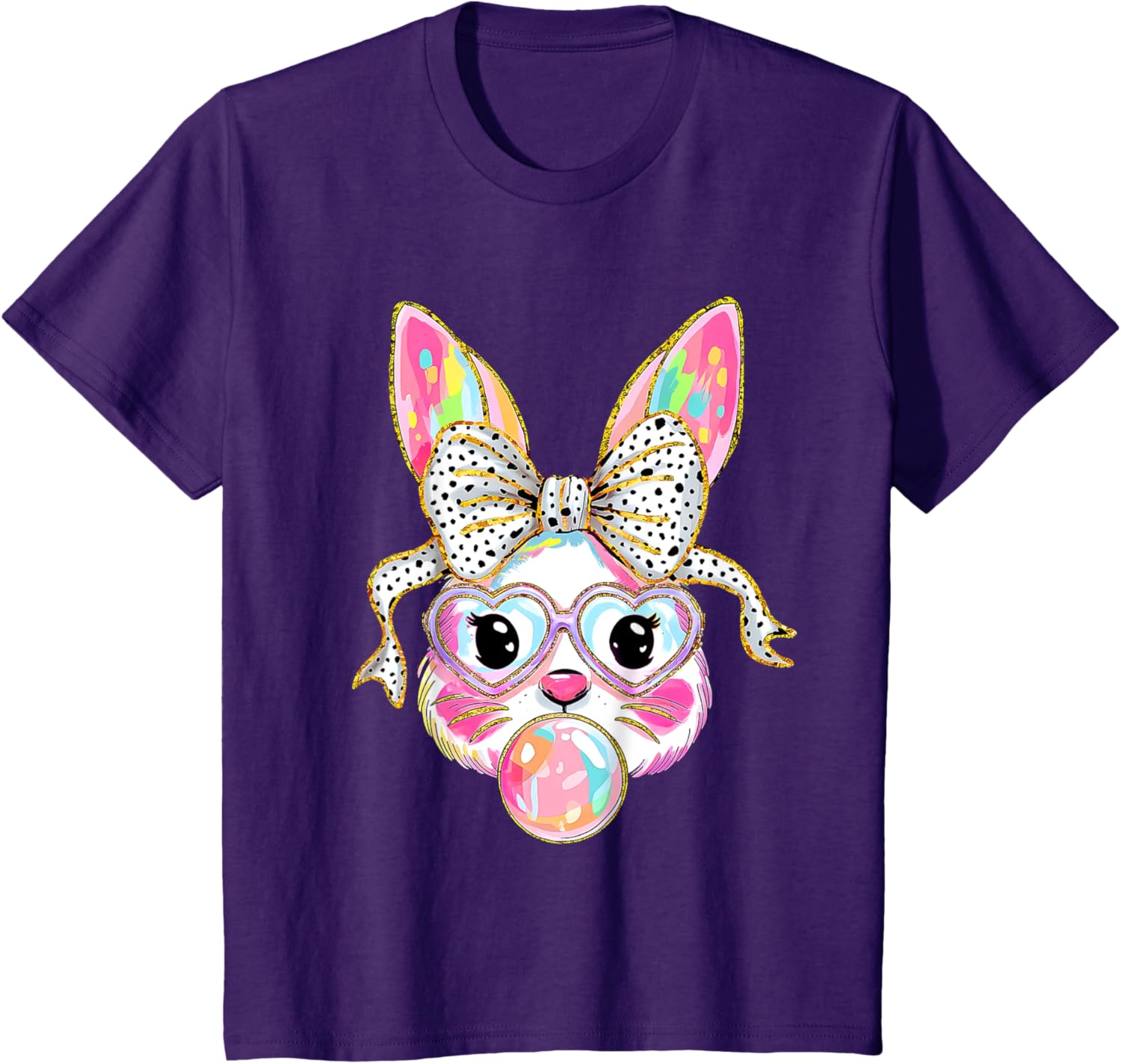 Cute Bunny Coquette Bow Easter Day Rabbit Teens Girls Kids T-Shirt