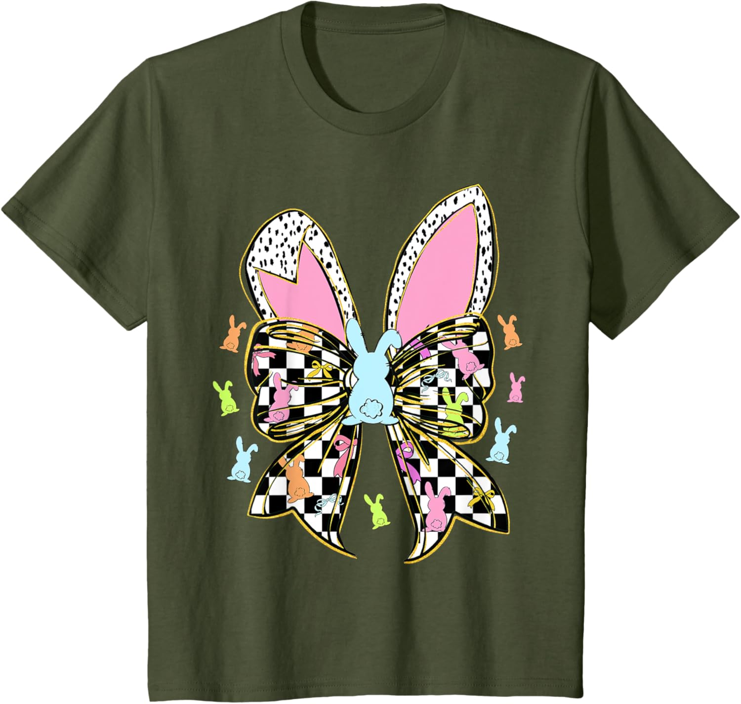 Cute Bunny Coquette Bow Rabbit Easter Day Women Girls Kids T-Shirt