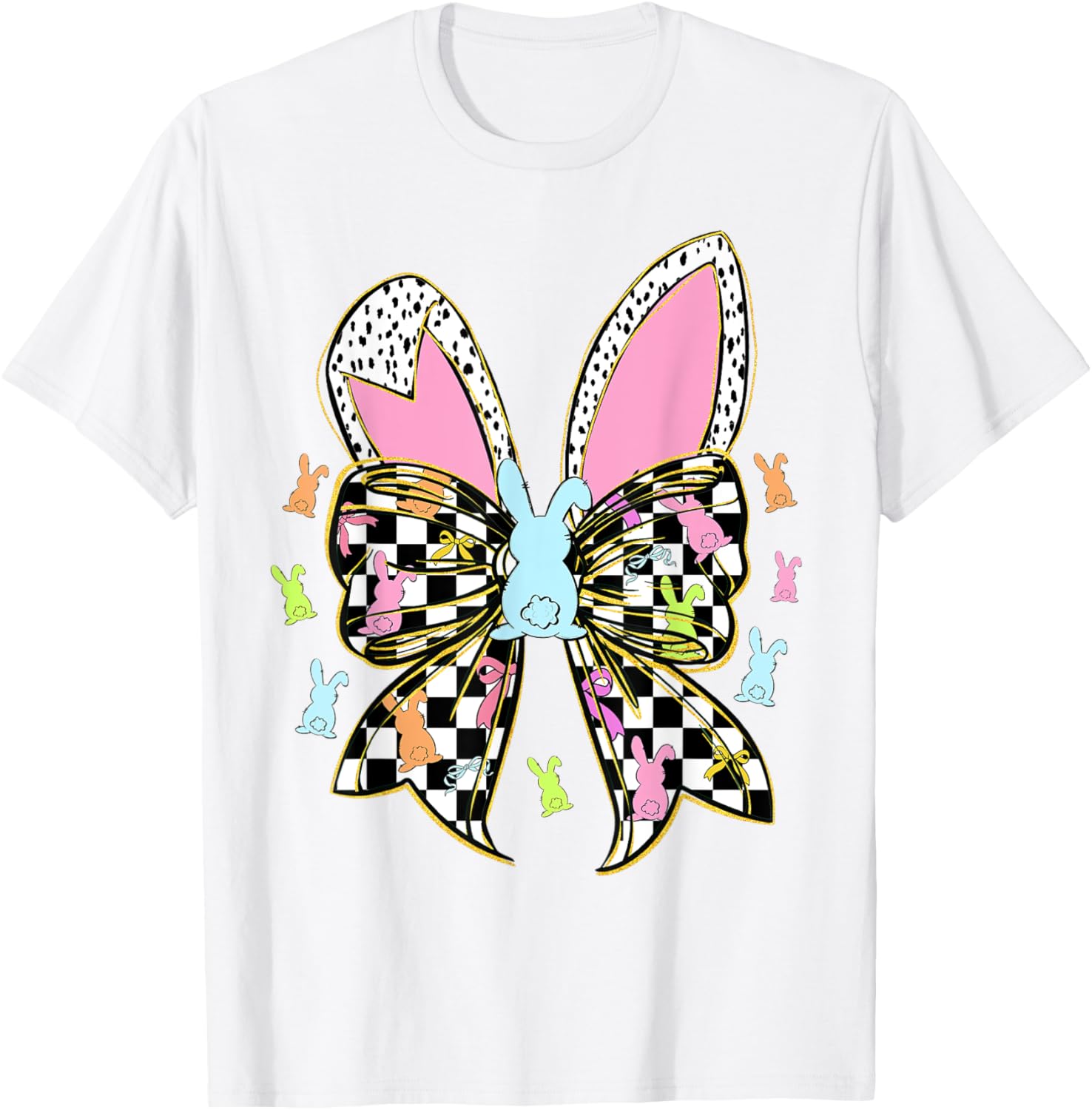 Cute Bunny Coquette Bow Rabbit Easter Day Women Girls Kids T-Shirt