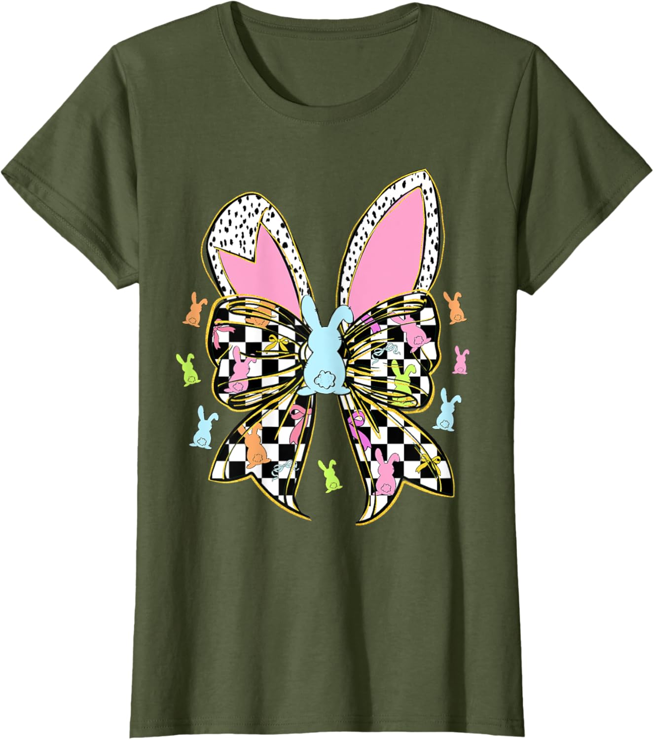 Cute Bunny Coquette Bow Rabbit Easter Day Women Girls Kids T-Shirt