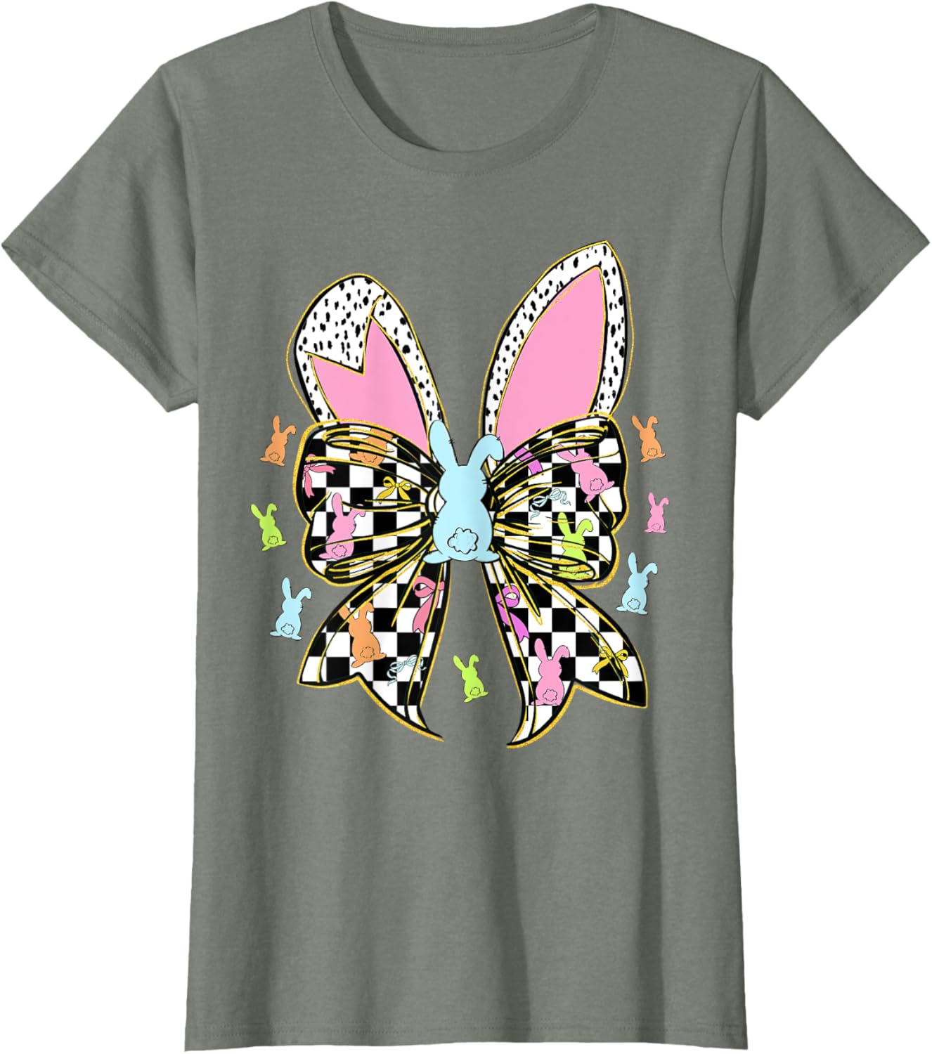 Cute Bunny Coquette Bow Rabbit Easter Day Women Girls Kids T-Shirt