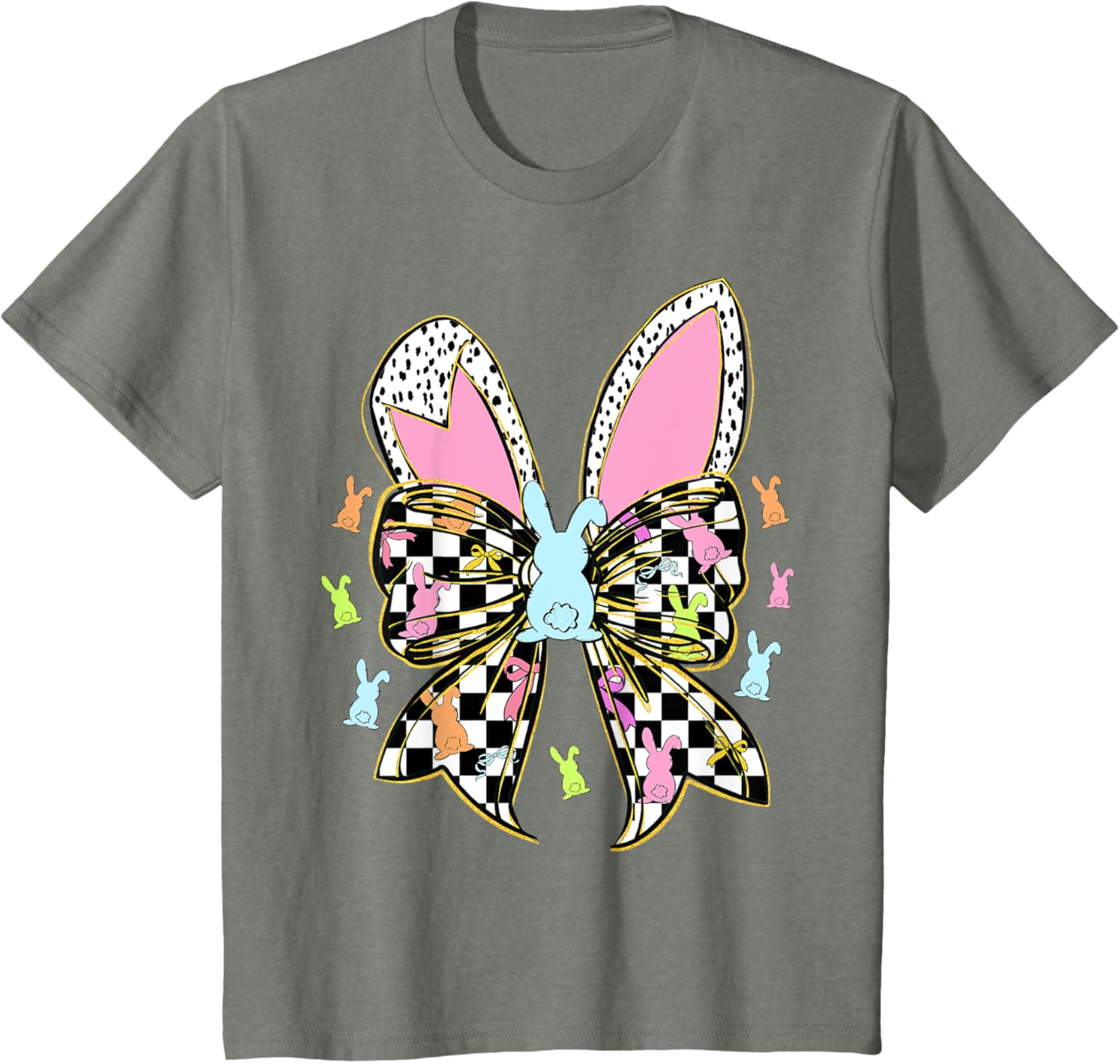 Cute Bunny Coquette Bow Rabbit Easter Day Women Girls Kids T-Shirt