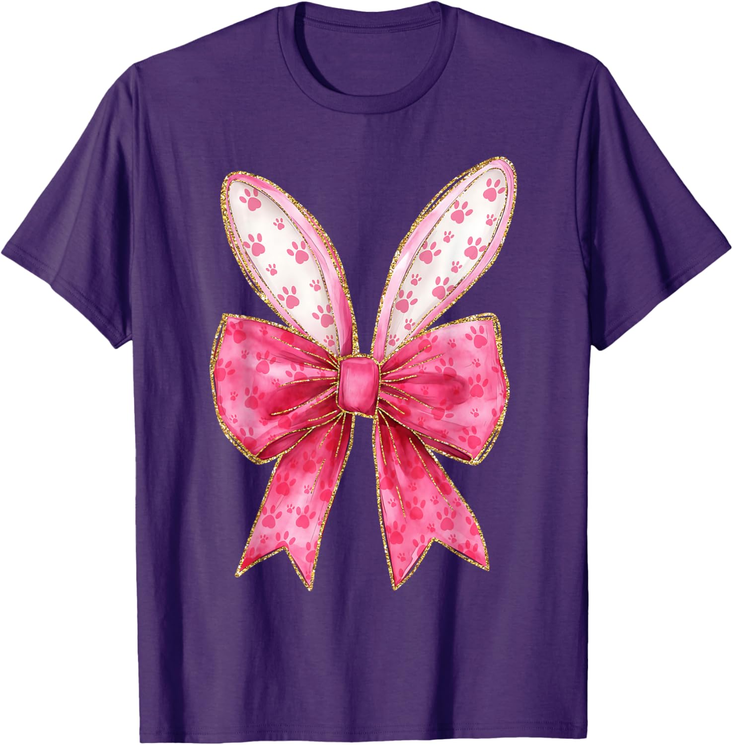 Cute Bunny Ears Coquette Bow Girls Kids Happy Easter Day T-Shirt