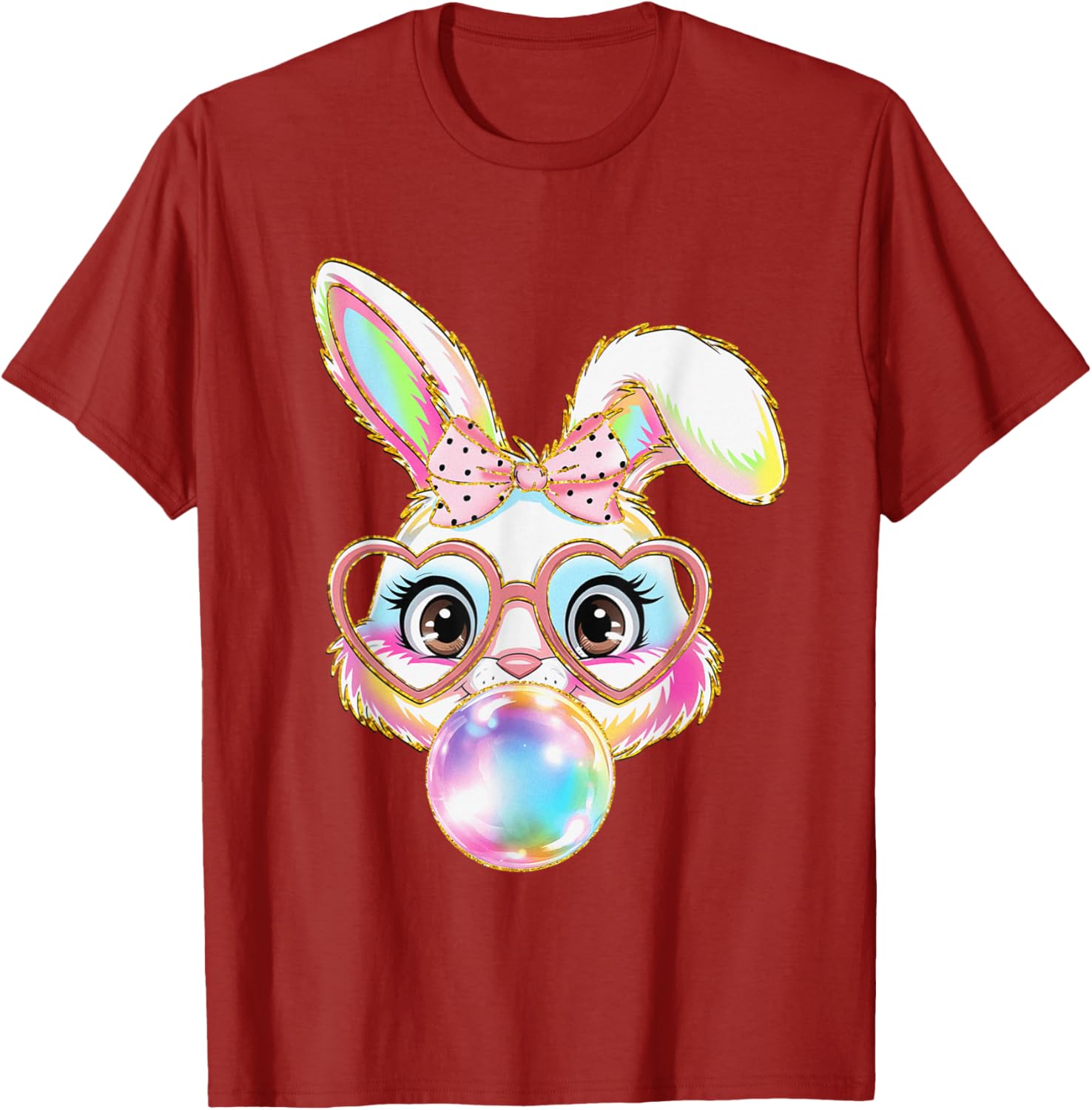 Cute Bunny Rabbit Blowing Bubble Easter Bunny Coquette Bow T-Shirt