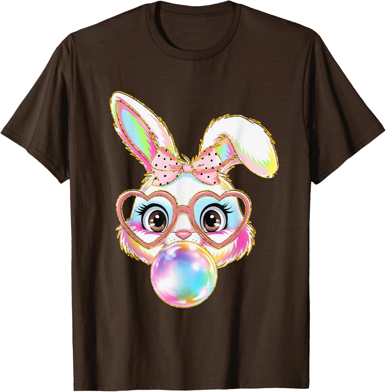 Cute Bunny Rabbit Blowing Bubble Easter Bunny Coquette Bow T-Shirt