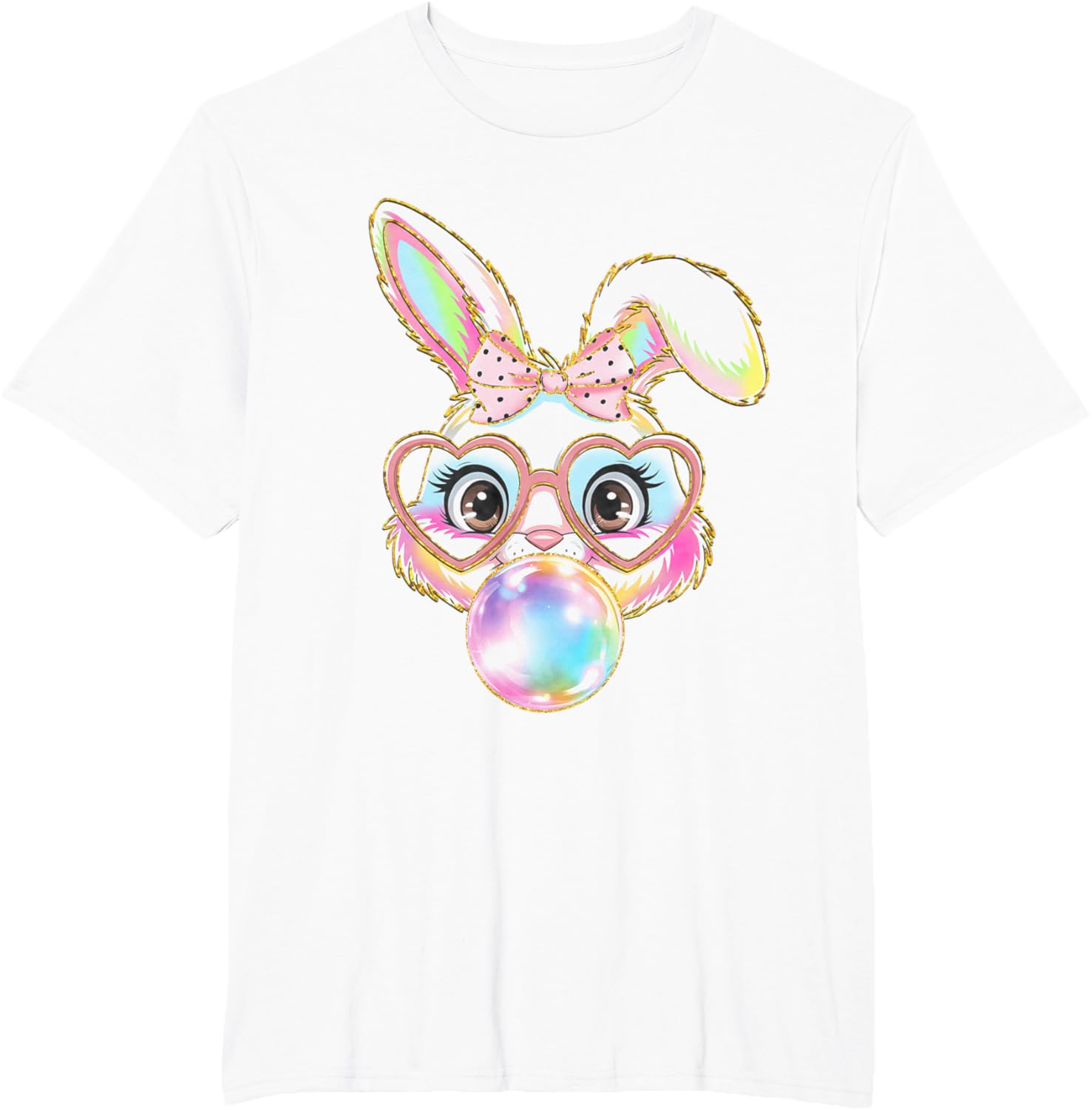 Cute Bunny Rabbit Blowing Bubble Easter Bunny Coquette Bow T-Shirt