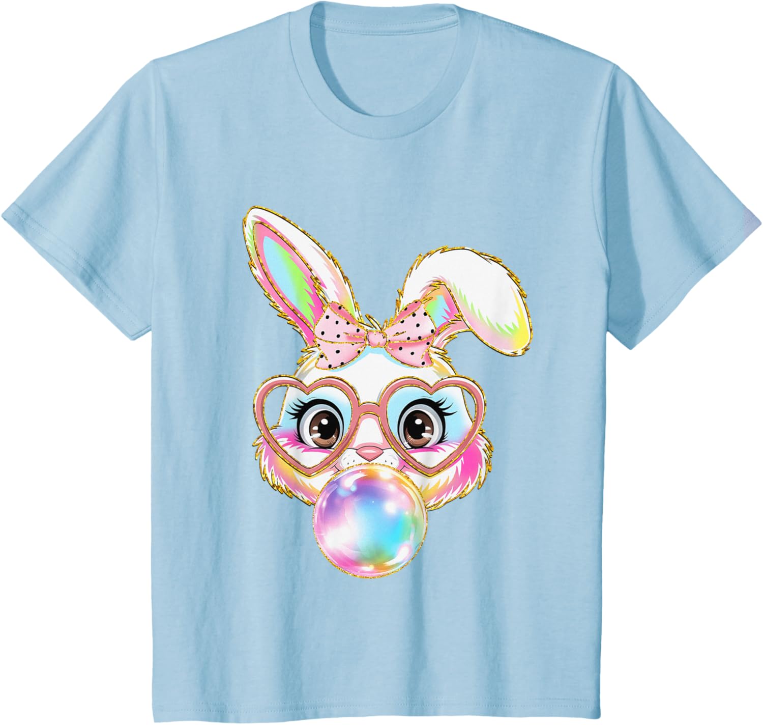 Cute Bunny Rabbit Blowing Bubble Easter Bunny Coquette Bow T-Shirt