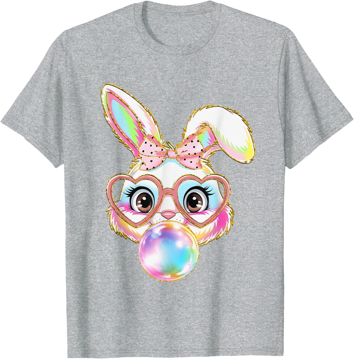 Cute Bunny Rabbit Blowing Bubble Easter Bunny Coquette Bow T-Shirt