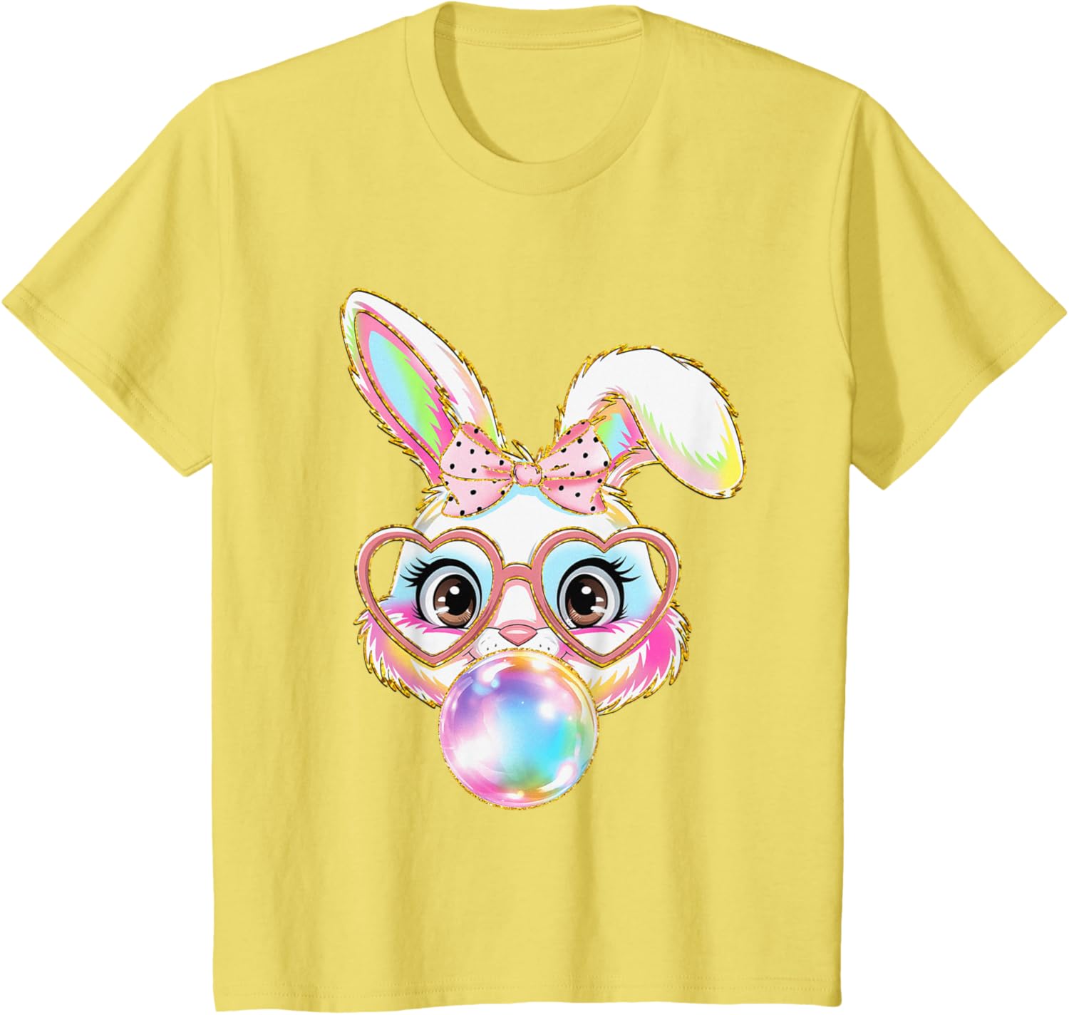 Cute Bunny Rabbit Blowing Bubble Easter Bunny Coquette Bow T-Shirt