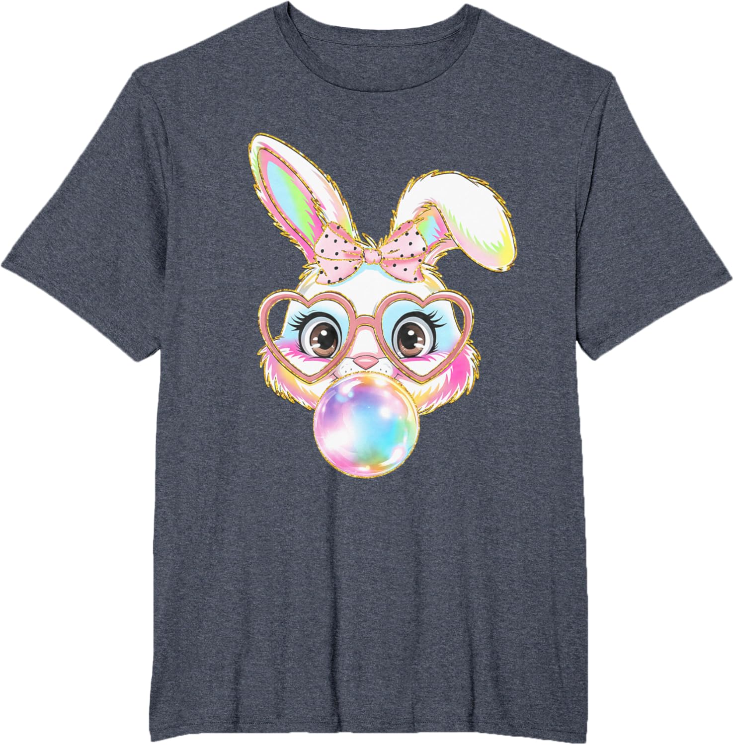 Cute Bunny Rabbit Blowing Bubble Easter Bunny Coquette Bow T-Shirt