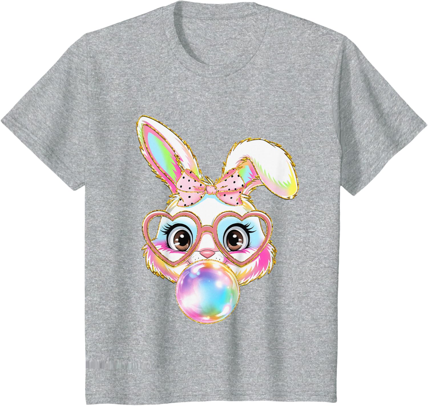 Cute Bunny Rabbit Blowing Bubble Easter Bunny Coquette Bow T-Shirt