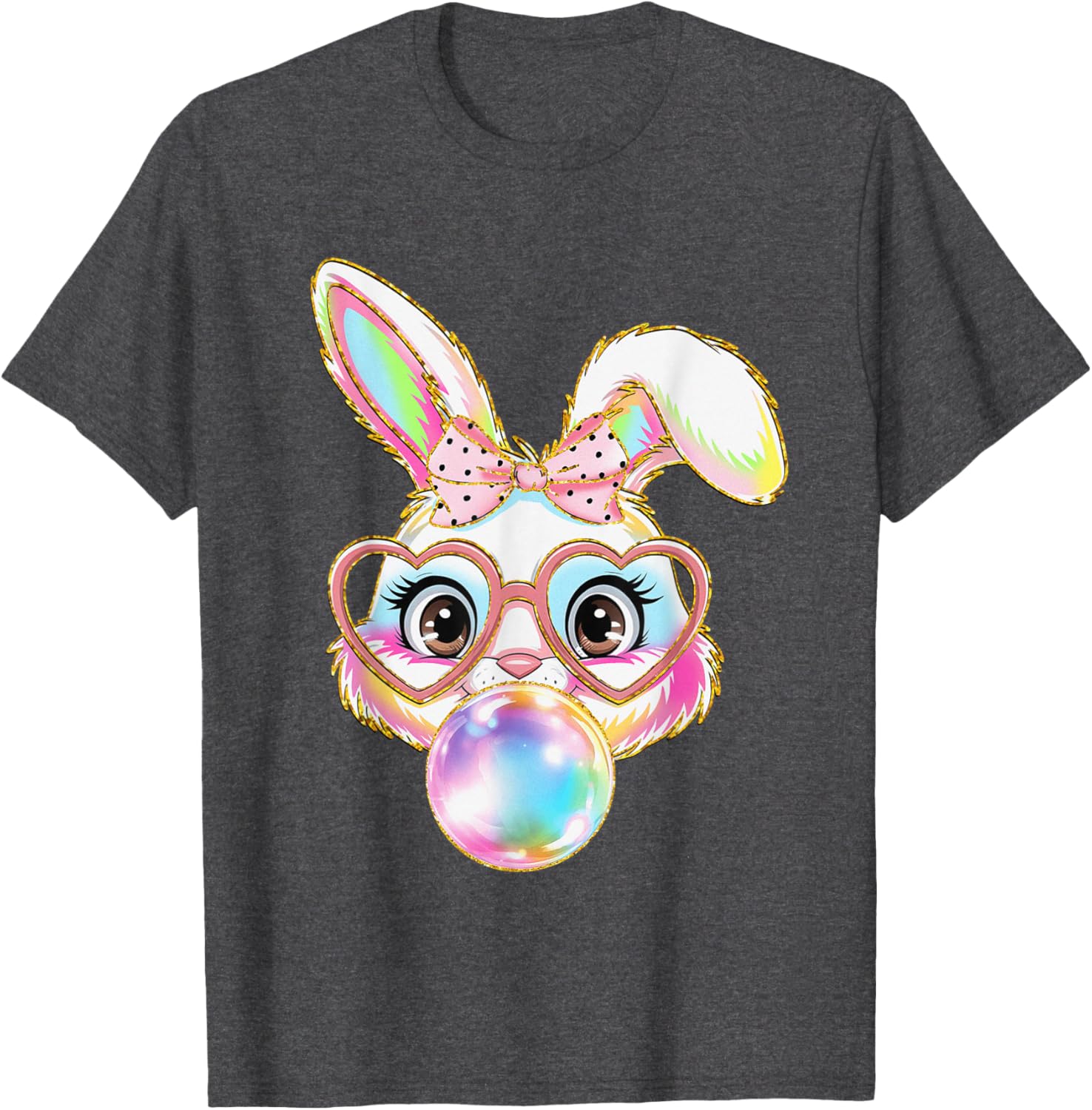 Cute Bunny Rabbit Blowing Bubble Easter Bunny Coquette Bow T-Shirt