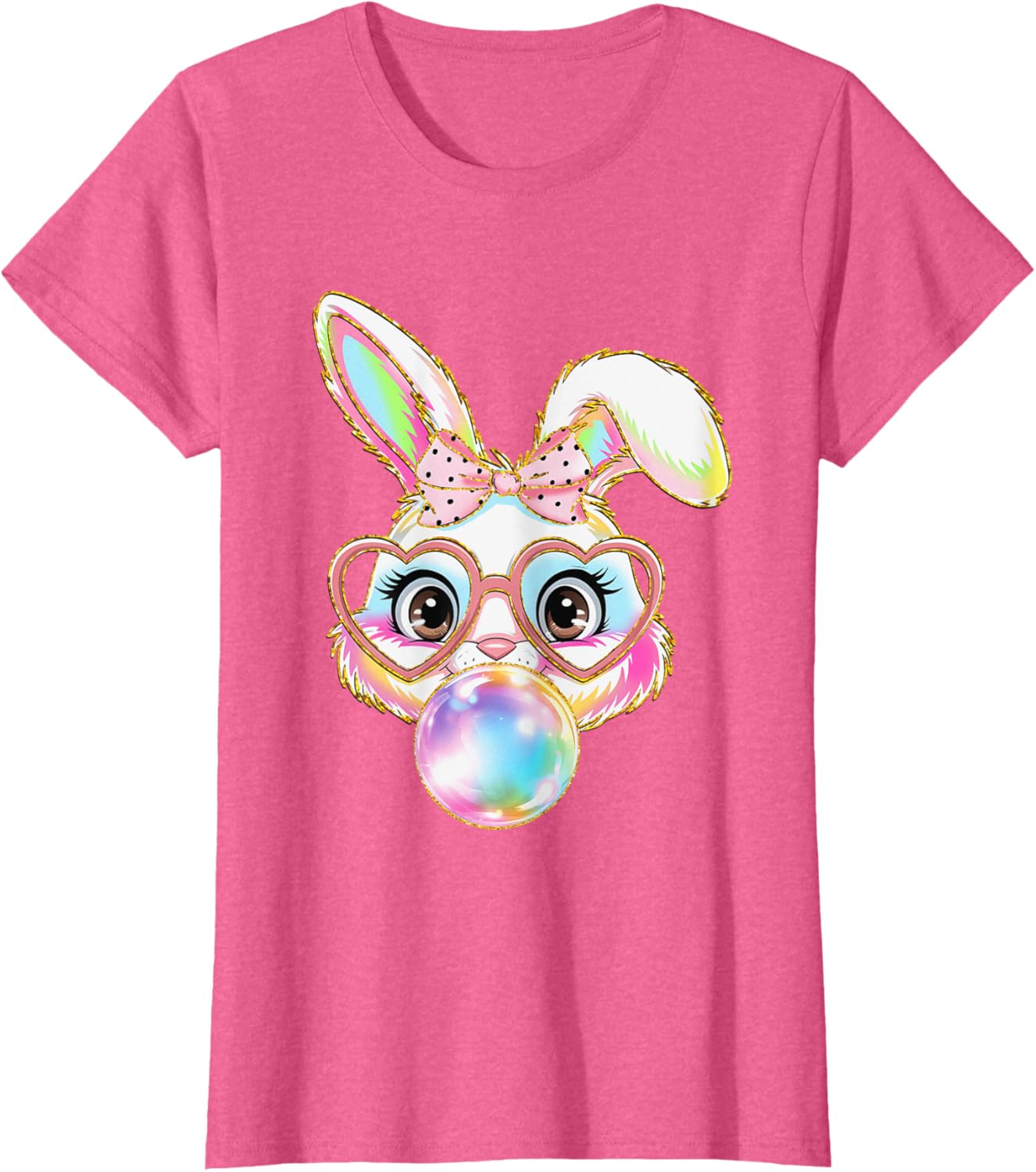 Cute Bunny Rabbit Blowing Bubble Easter Bunny Coquette Bow T-Shirt