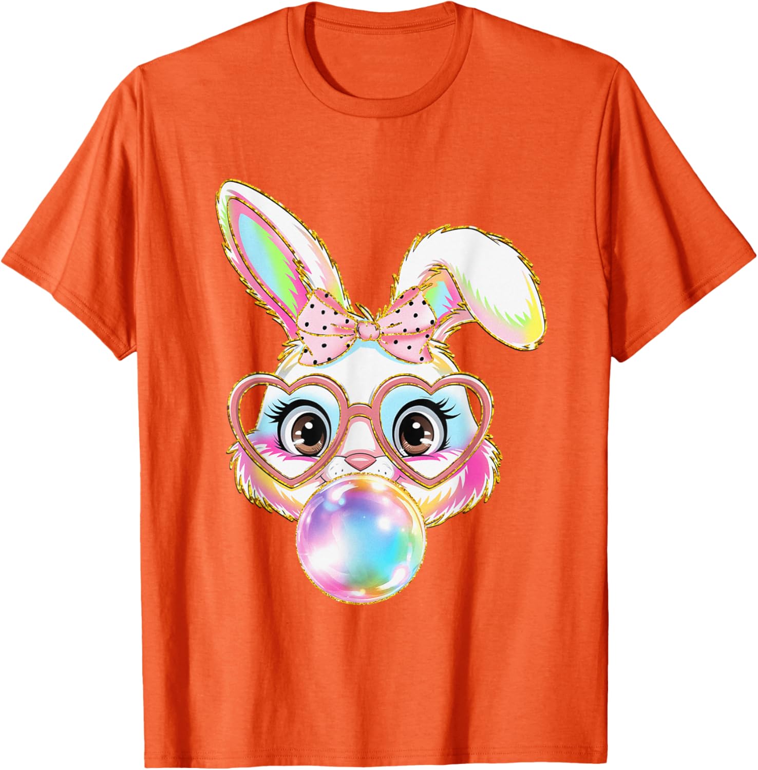 Cute Bunny Rabbit Blowing Bubble Easter Bunny Coquette Bow T-Shirt