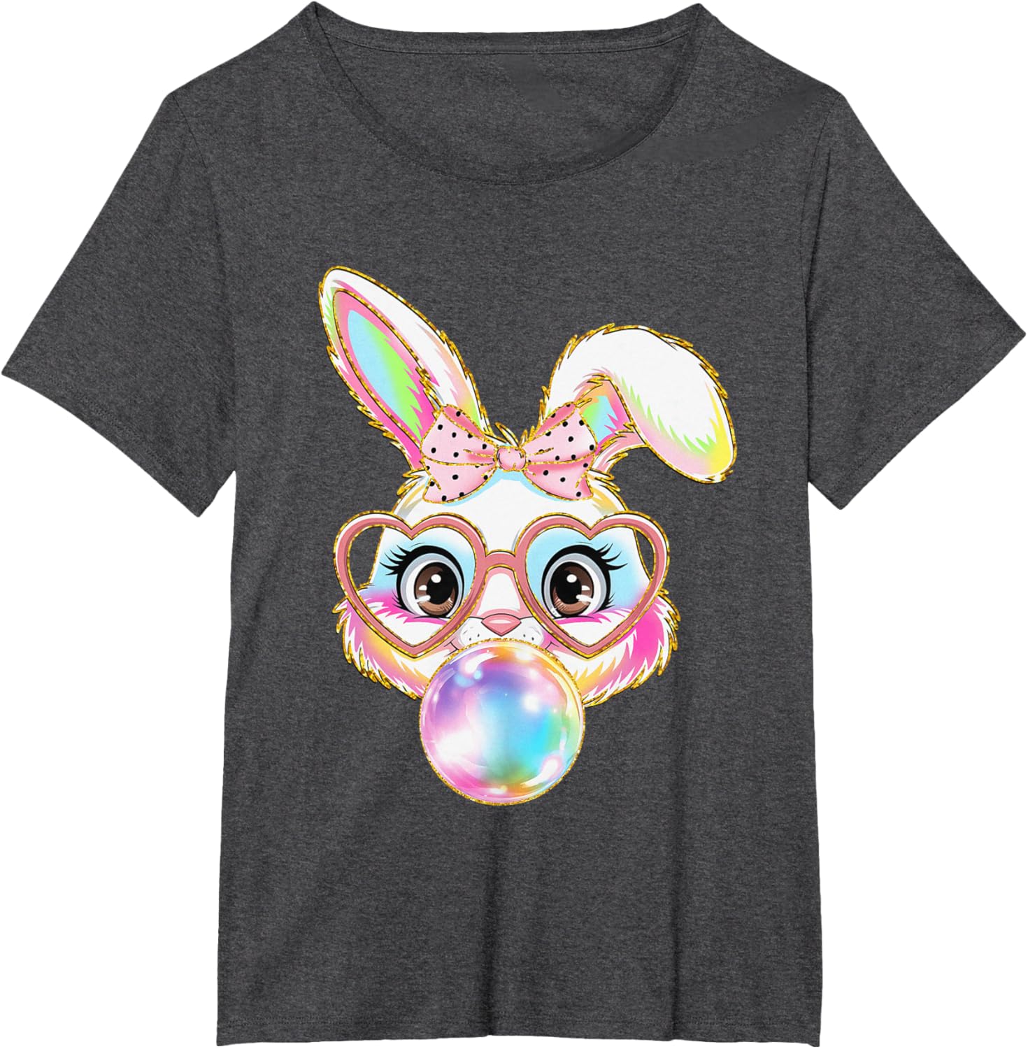 Cute Bunny Rabbit Blowing Bubble Easter Bunny Coquette Bow T-Shirt