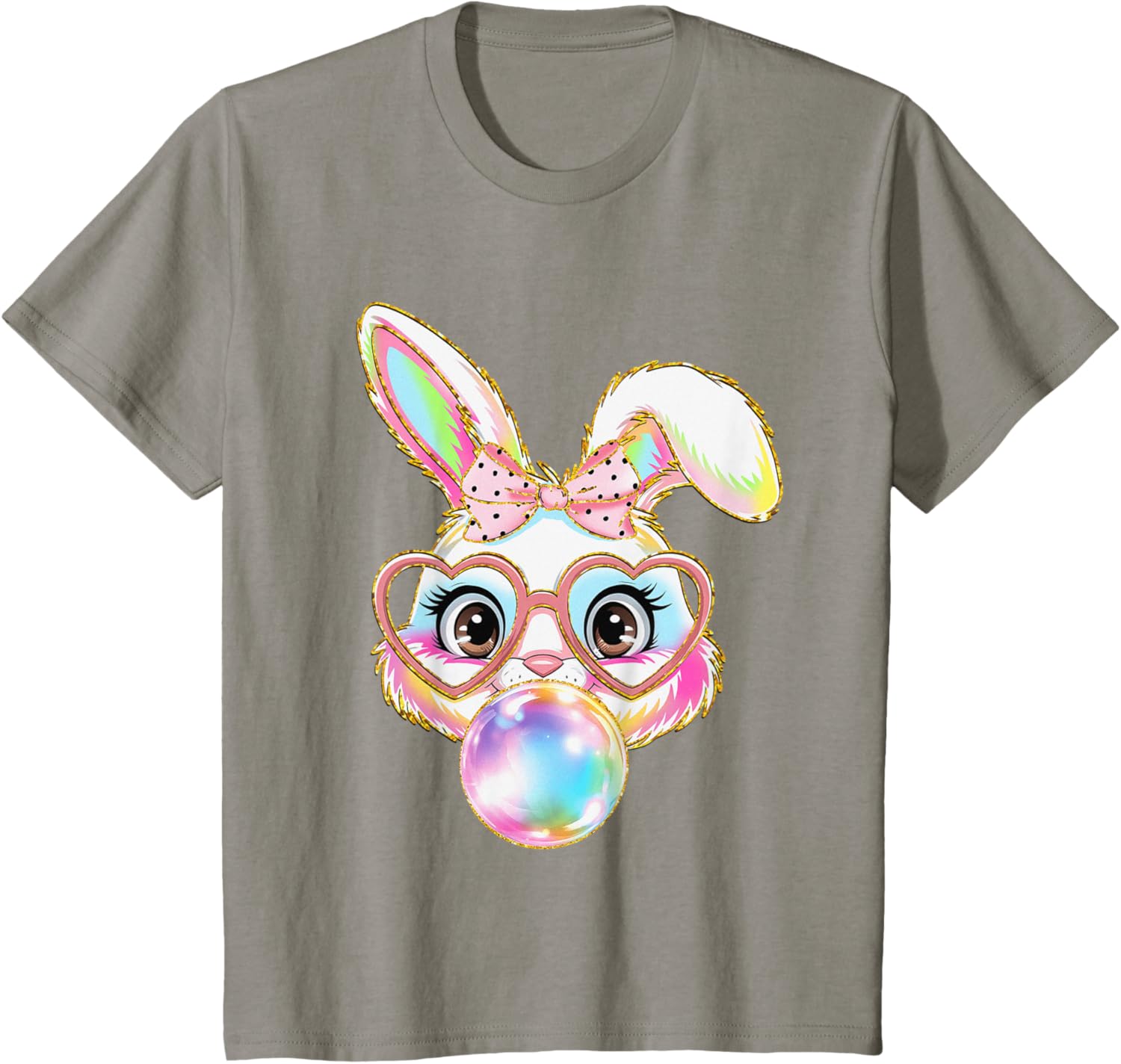 Cute Bunny Rabbit Blowing Bubble Easter Bunny Coquette Bow T-Shirt